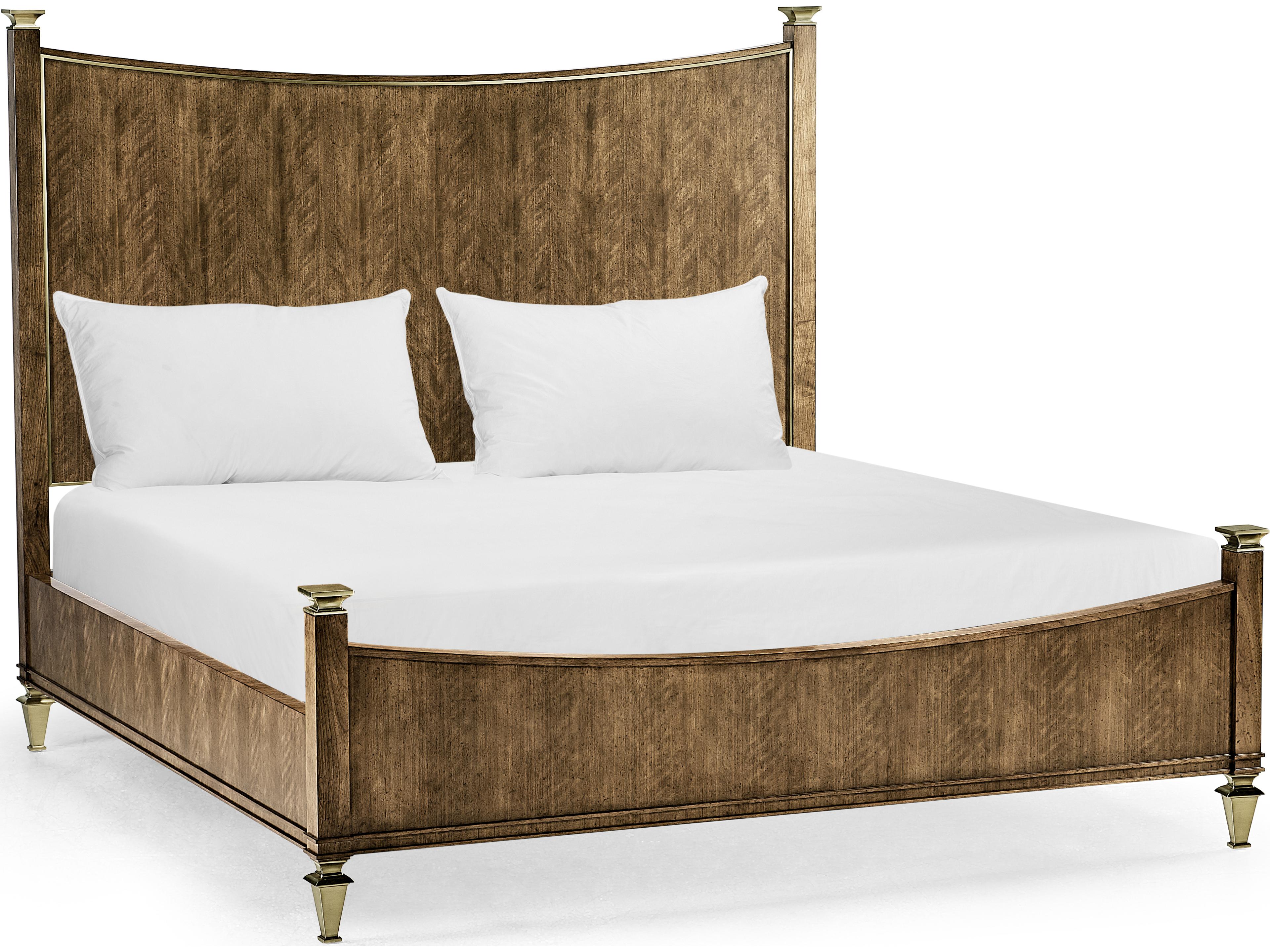 Barcelona Walnut Brown Wood King Panel Bed