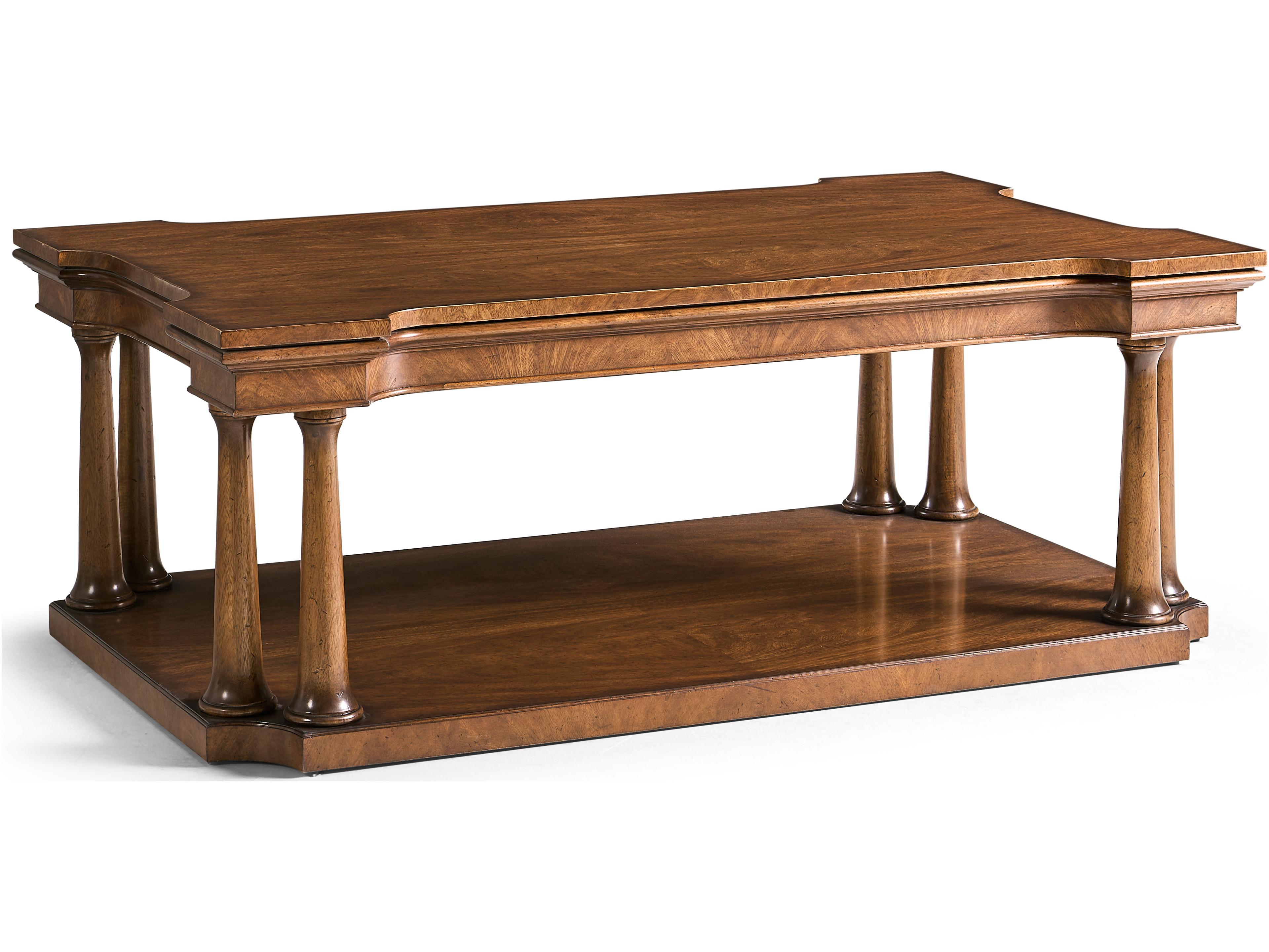 Jc Traditional Rectangular Wood Crotch Walnut Coffee Table