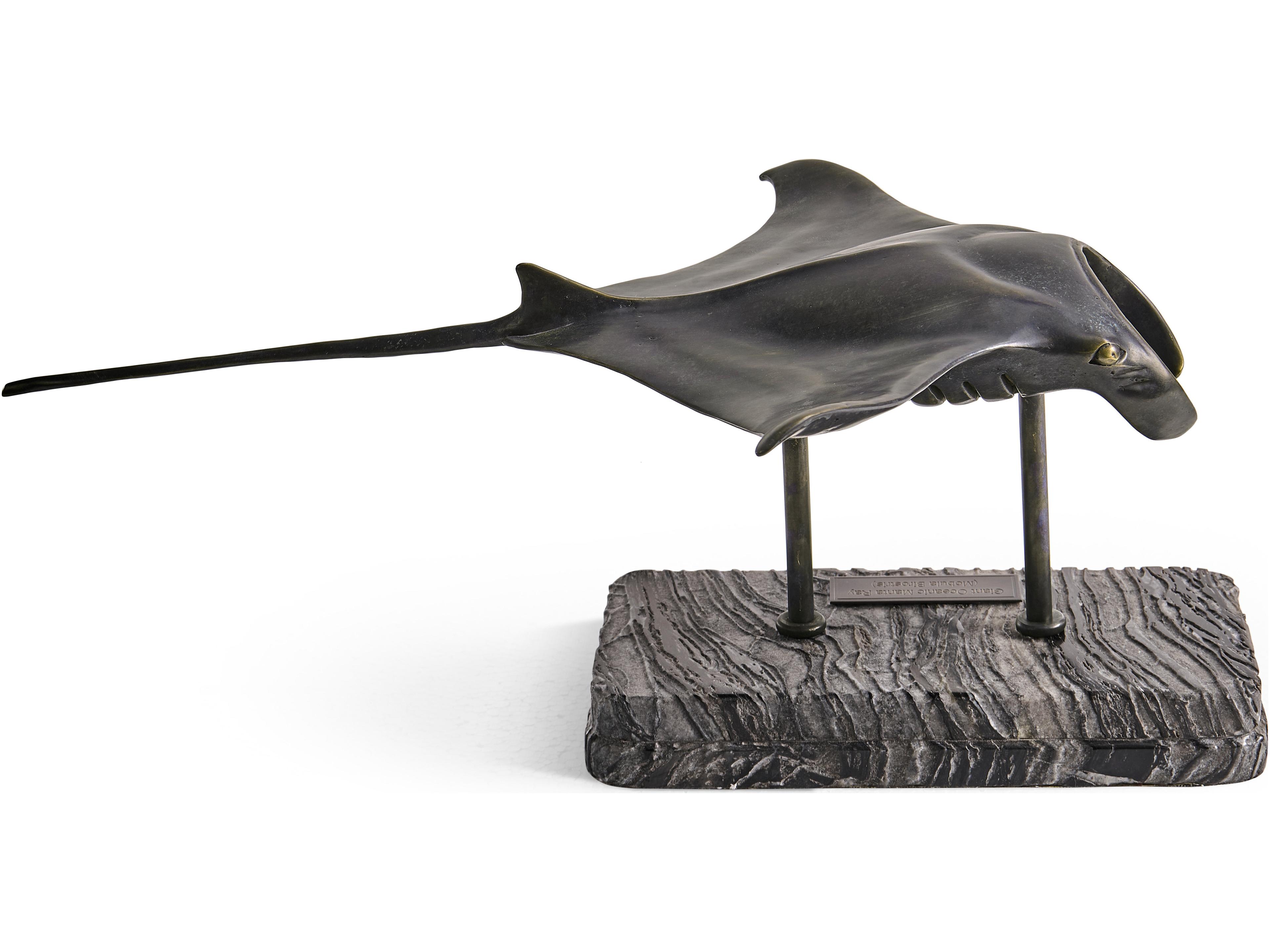 Jonathan Charles Water Manta Ray Dark Rustic Waxed Bronze Sculpture