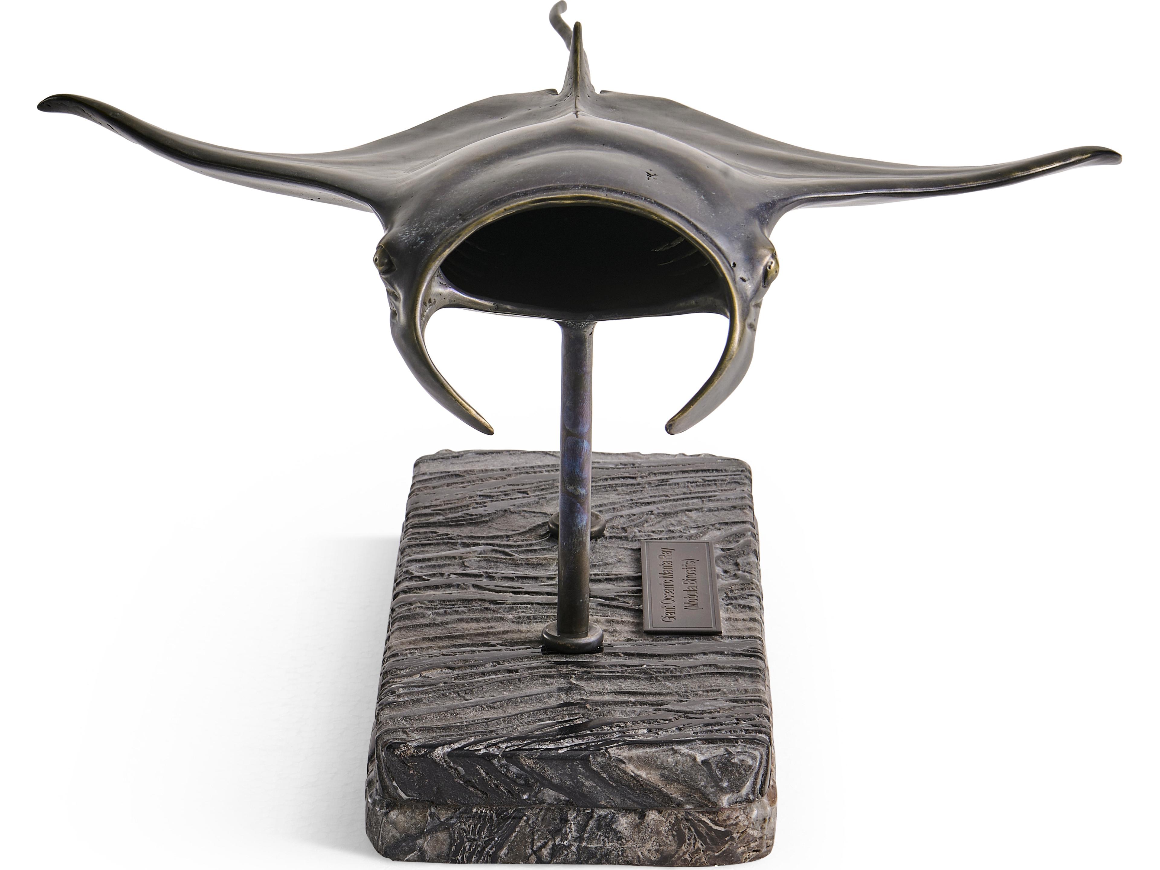 Jonathan Charles Water Manta Ray Dark Rustic Waxed Bronze Sculpture