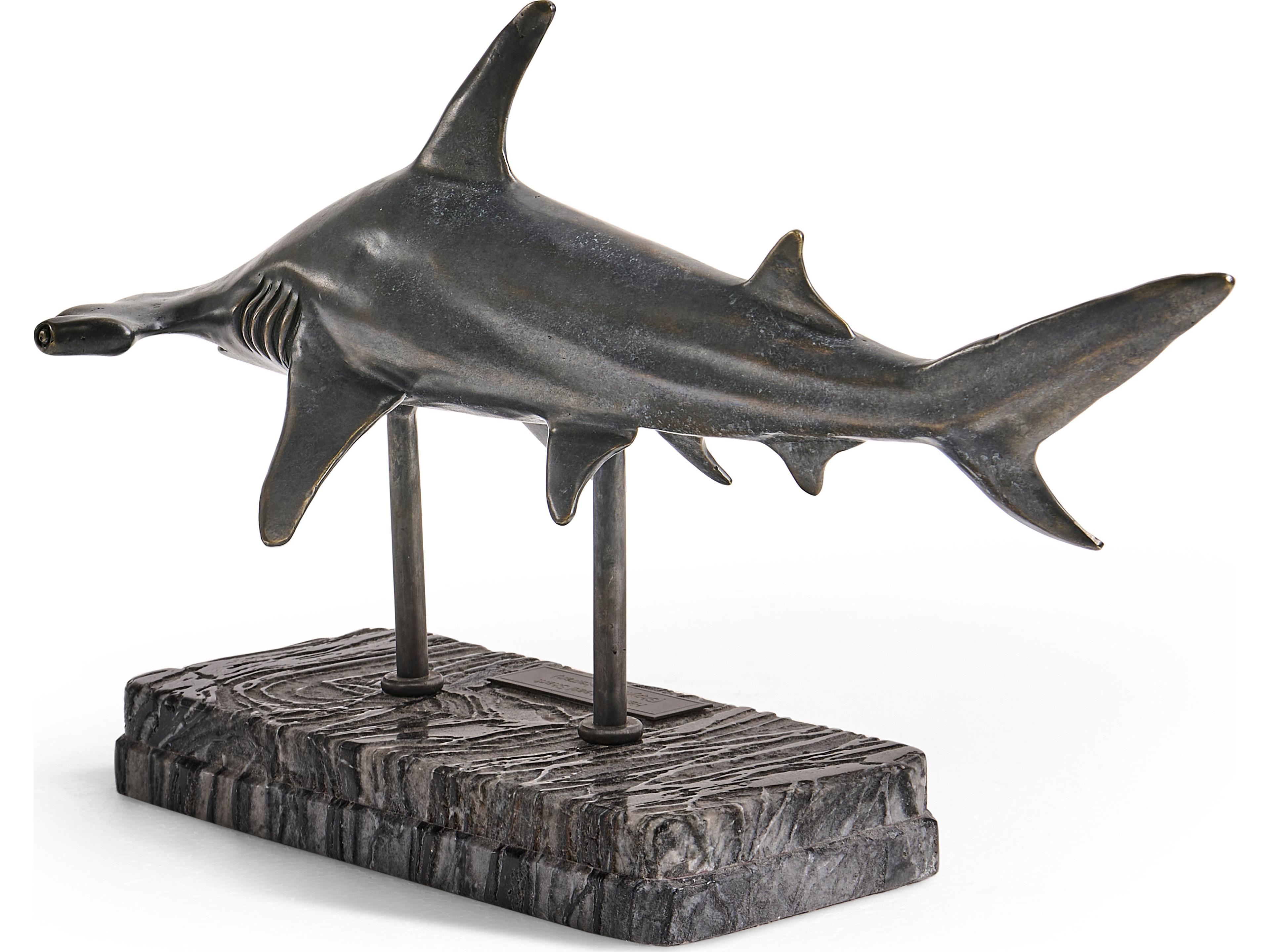 Jonathan Charles Water Hammerhead Shark Dark Rustic Waxed Bronze Sculpture