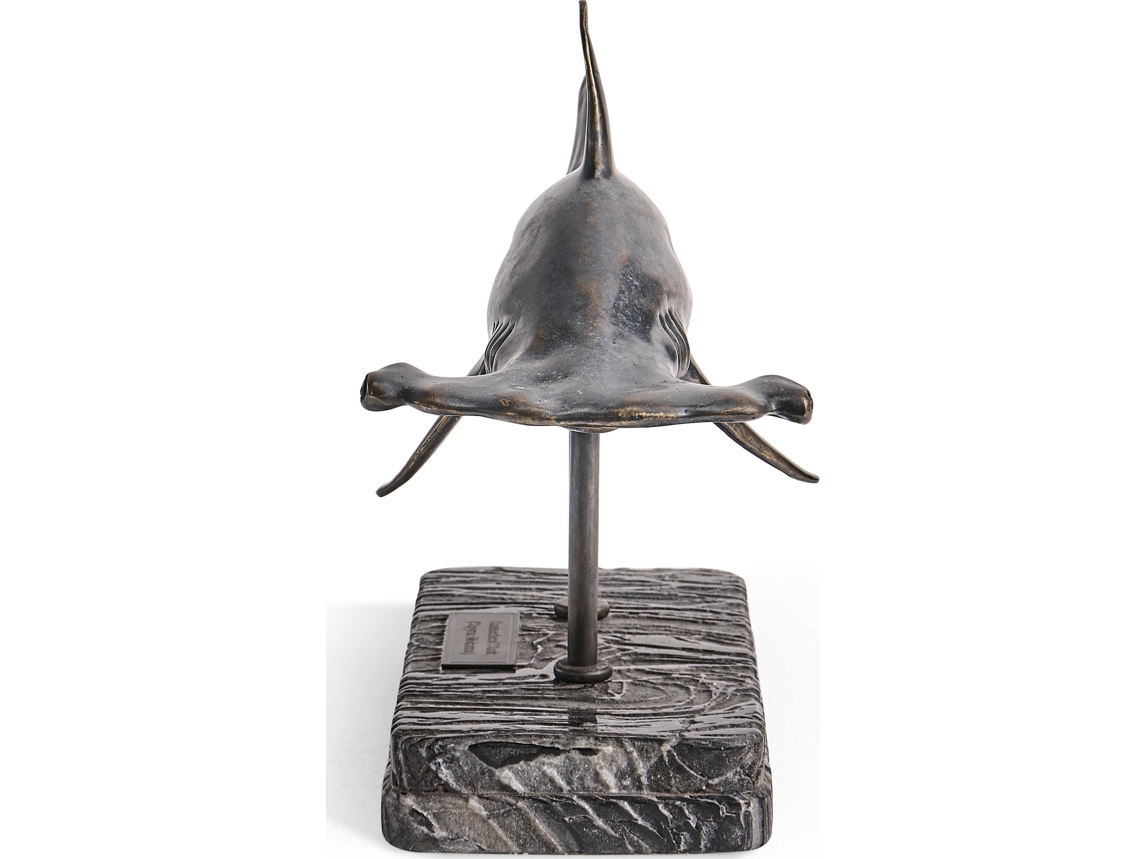 Jonathan Charles Water Hammerhead Shark Dark Rustic Waxed Bronze Sculpture