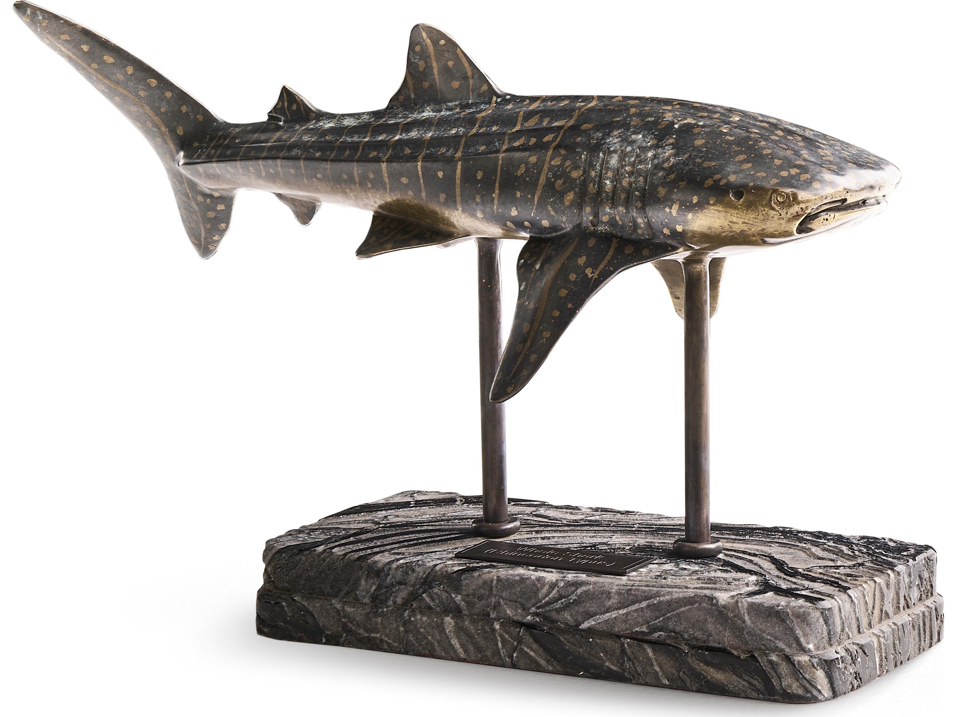 Jonathan Charles Water Shark Dark Rustic Waxed Bronze Sculpture
