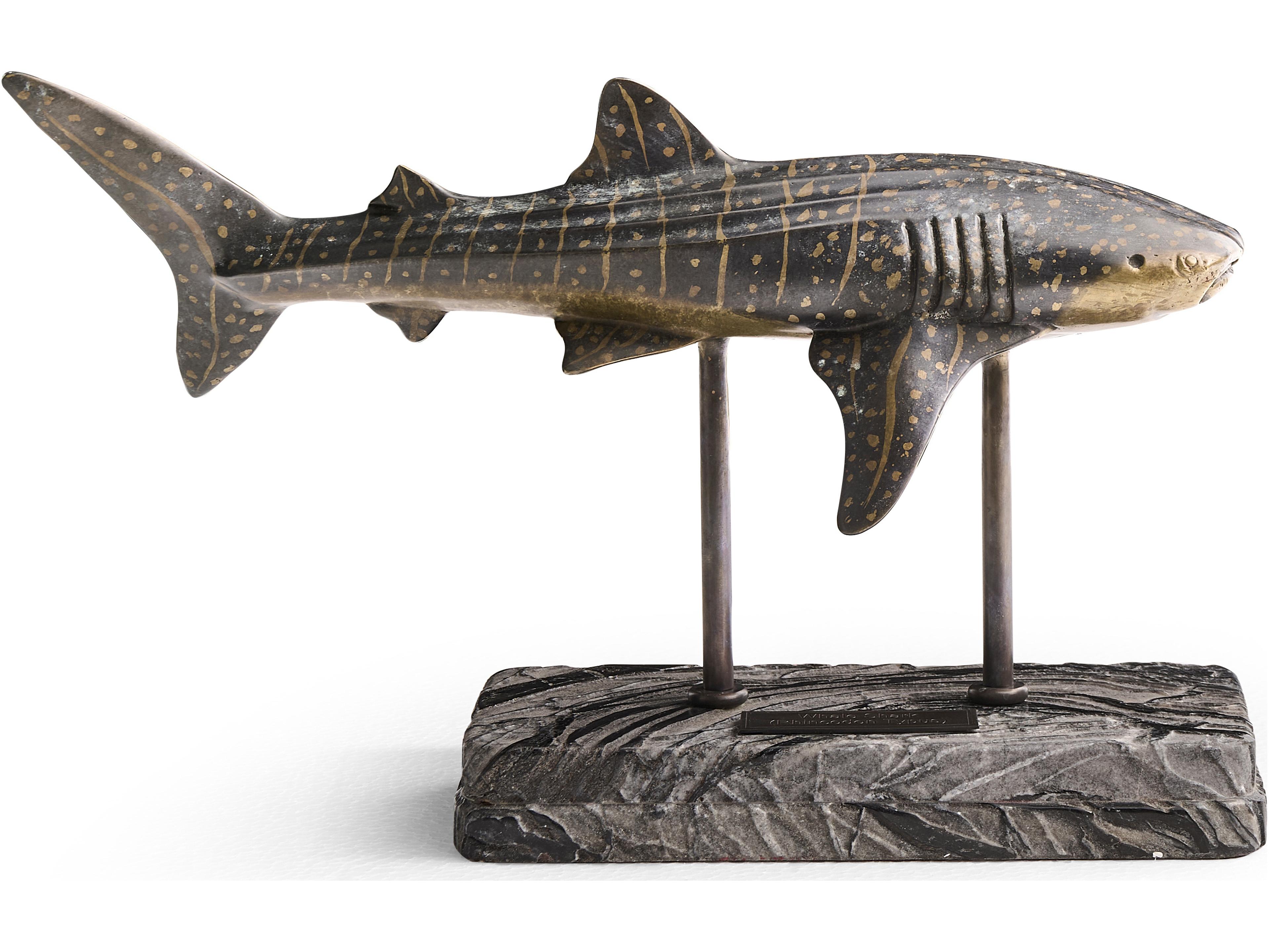 Jonathan Charles Water Shark Dark Rustic Waxed Bronze Sculpture