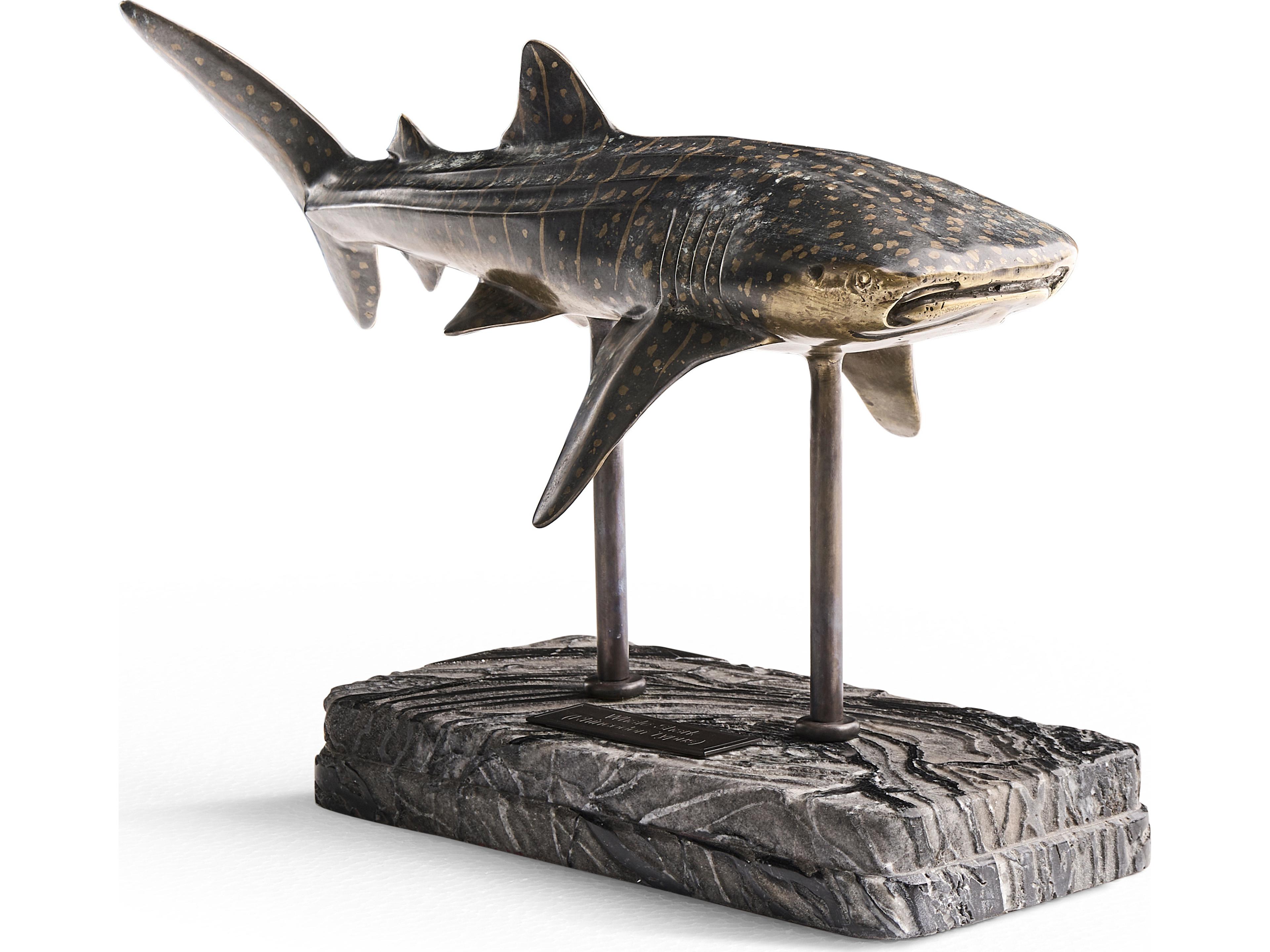 Jonathan Charles Water Shark Dark Rustic Waxed Bronze Sculpture