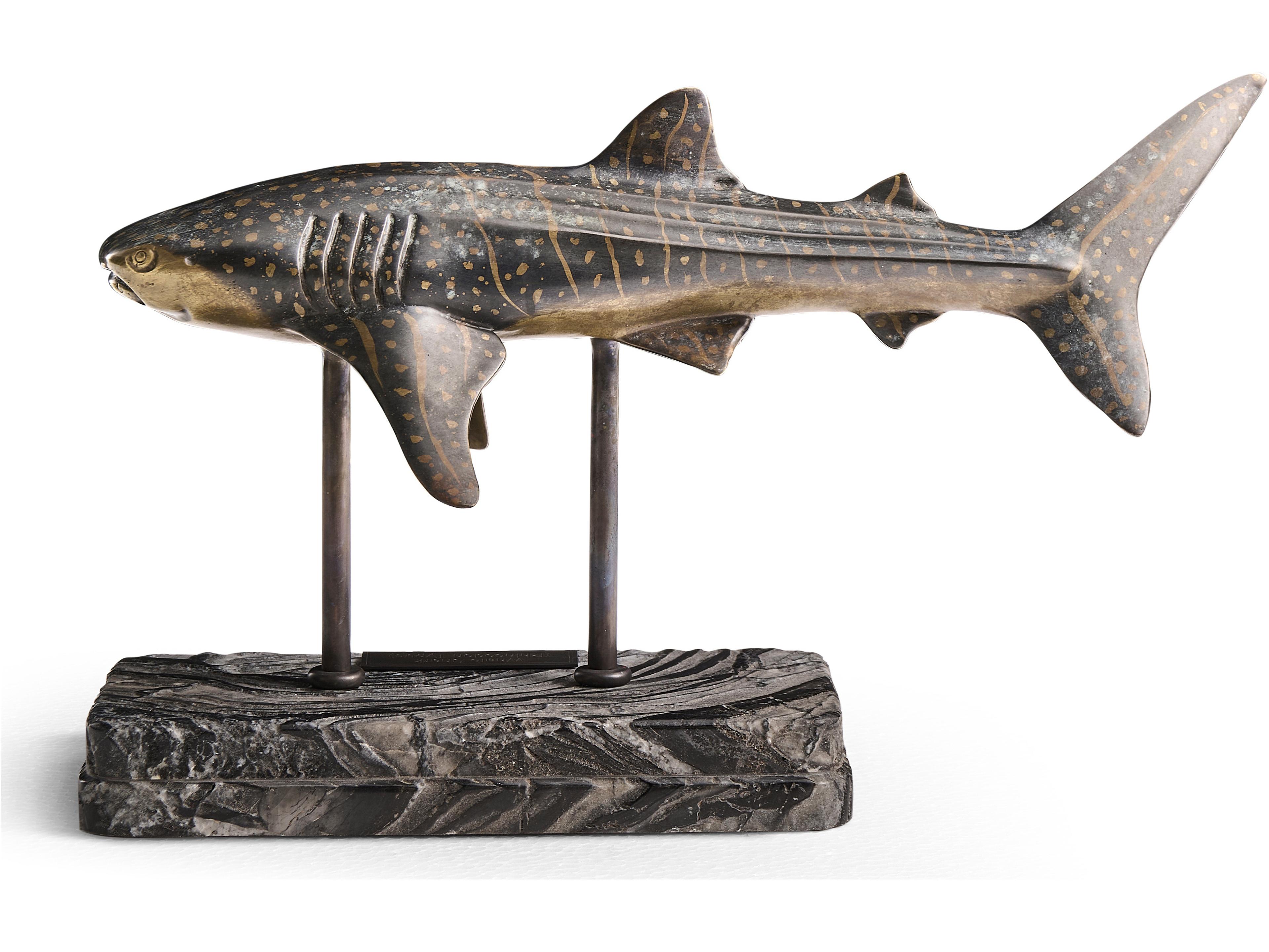 Jonathan Charles Water Shark Dark Rustic Waxed Bronze Sculpture