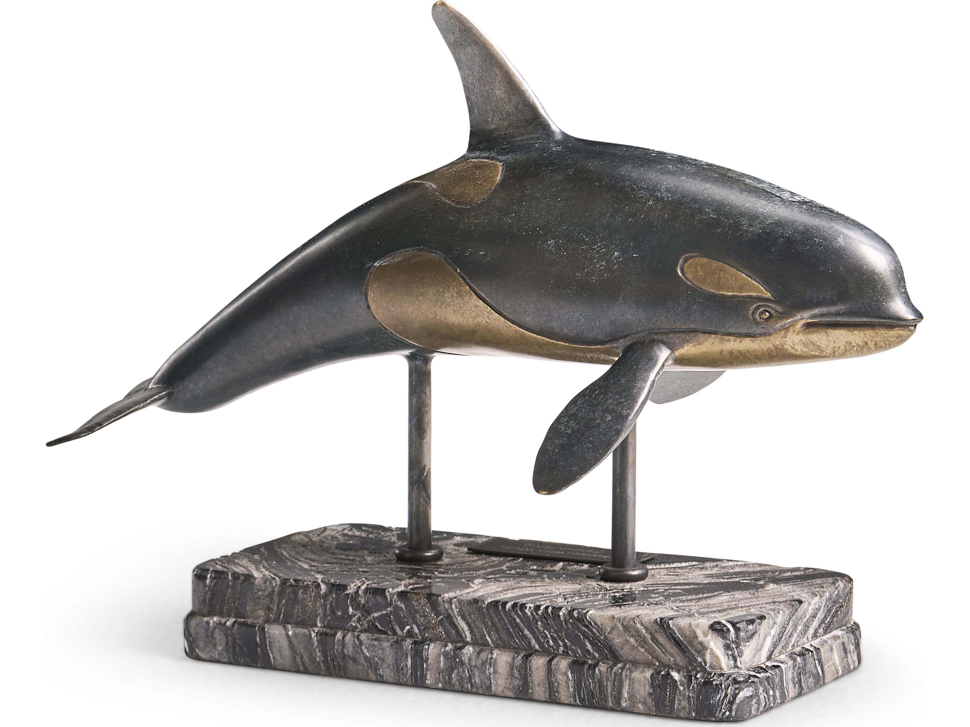 Jonathan Charles Water Killer Whale Dark Rustic Waxed Bronze Sculpture