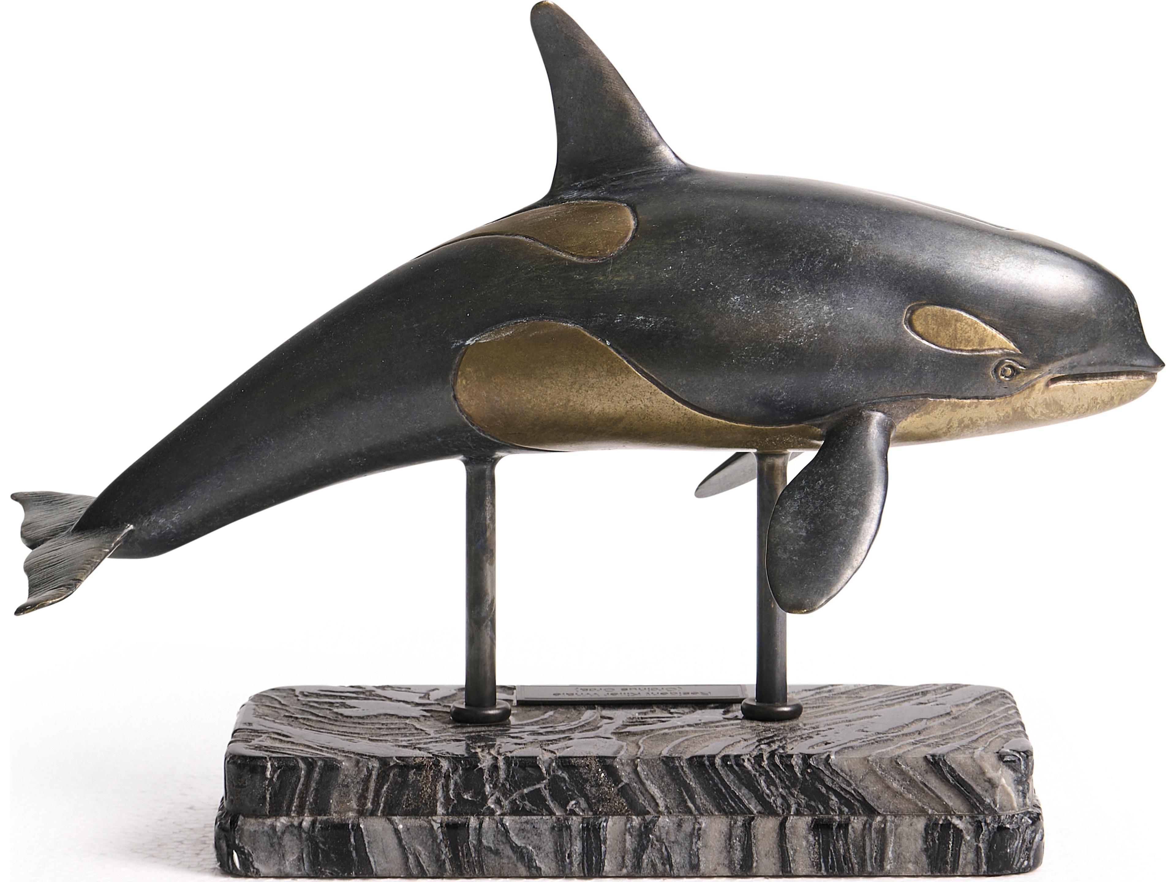 Jonathan Charles Water Killer Whale Dark Rustic Waxed Bronze Sculpture