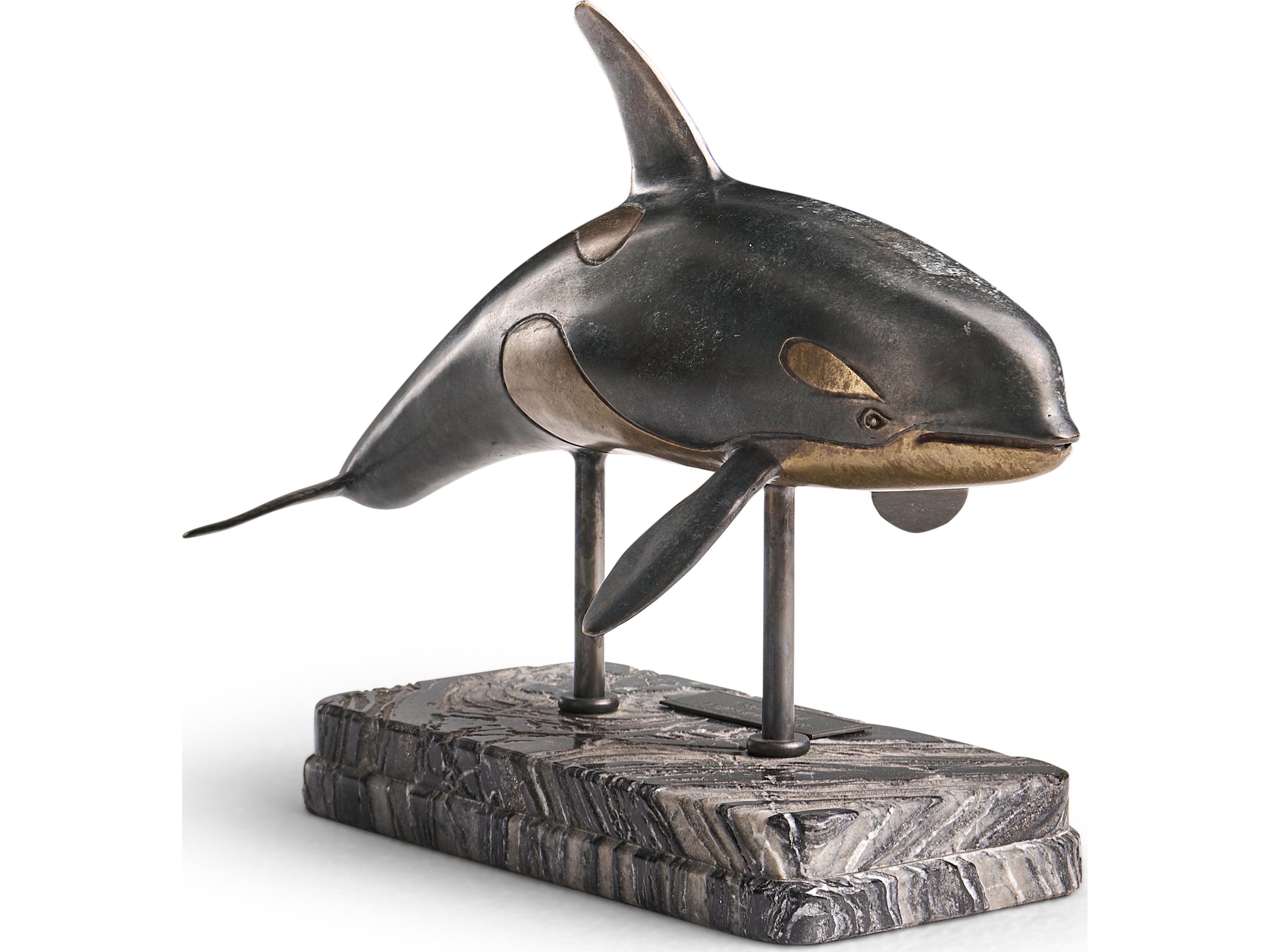 Jonathan Charles Water Killer Whale Dark Rustic Waxed Bronze Sculpture