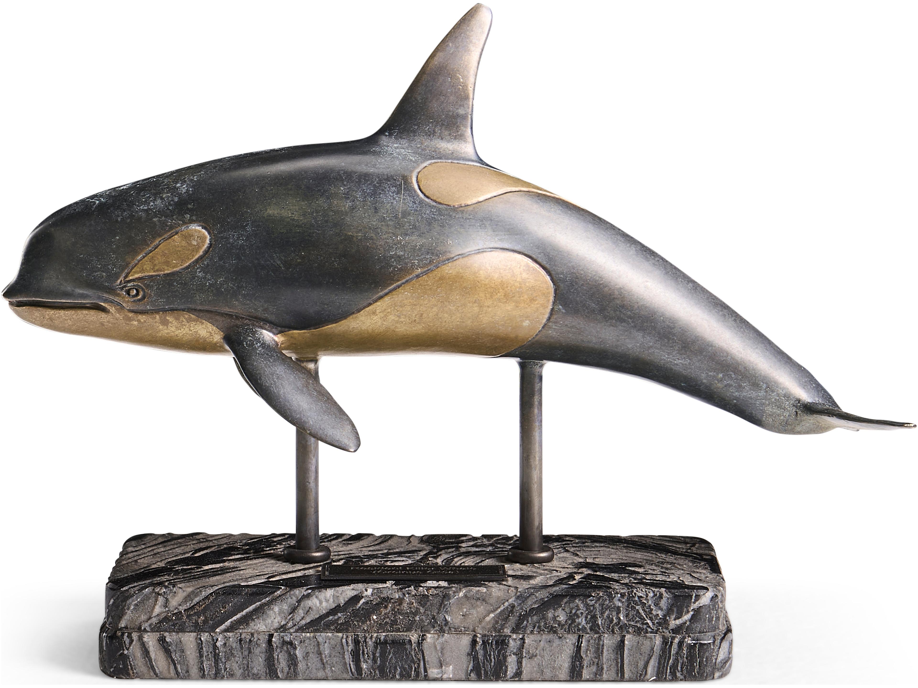 Jonathan Charles Water Killer Whale Dark Rustic Waxed Bronze Sculpture