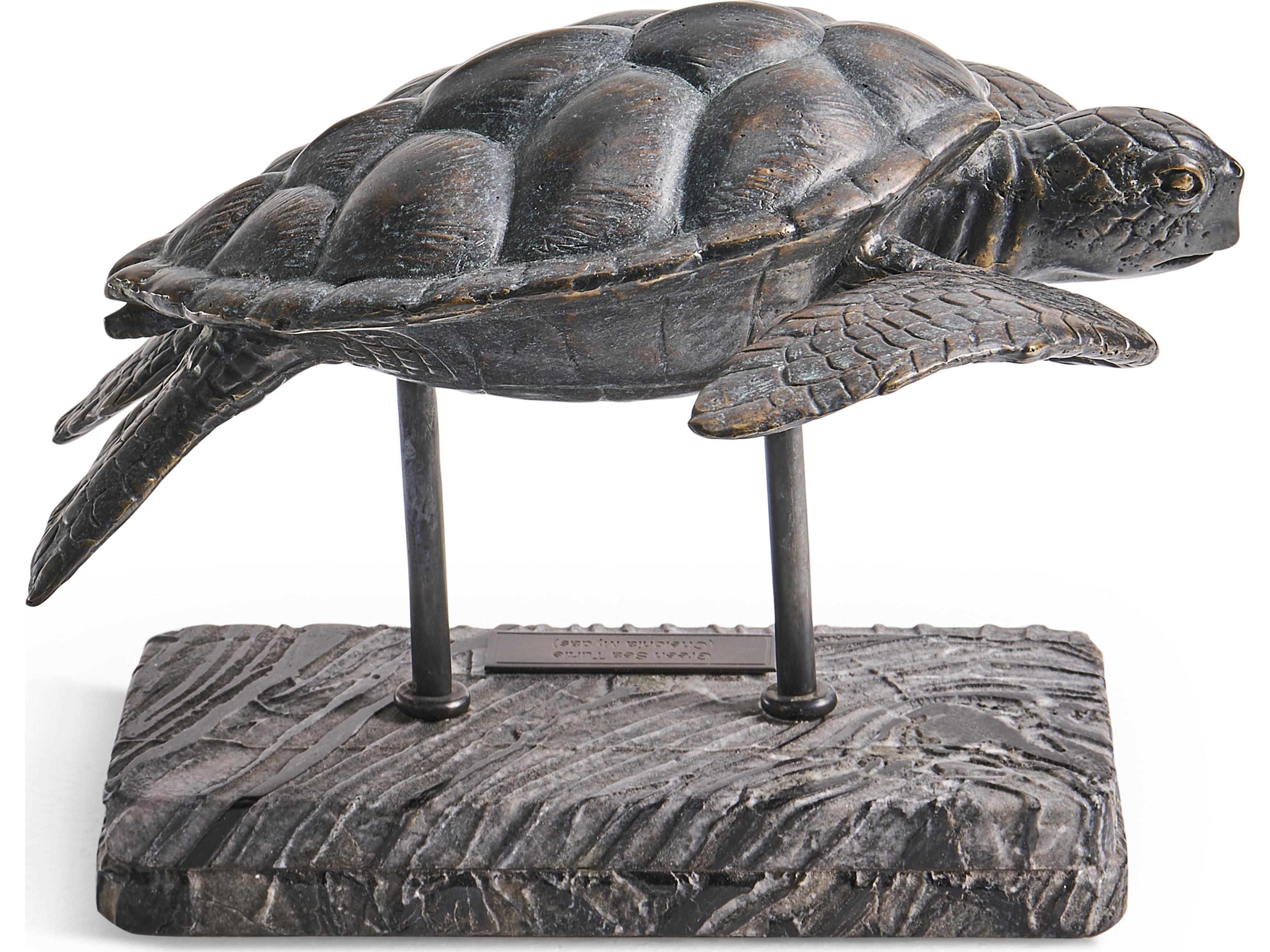 Jonathan Charles Water Sea Tortoise Dark Rustic Waxed Bronze Sculpture