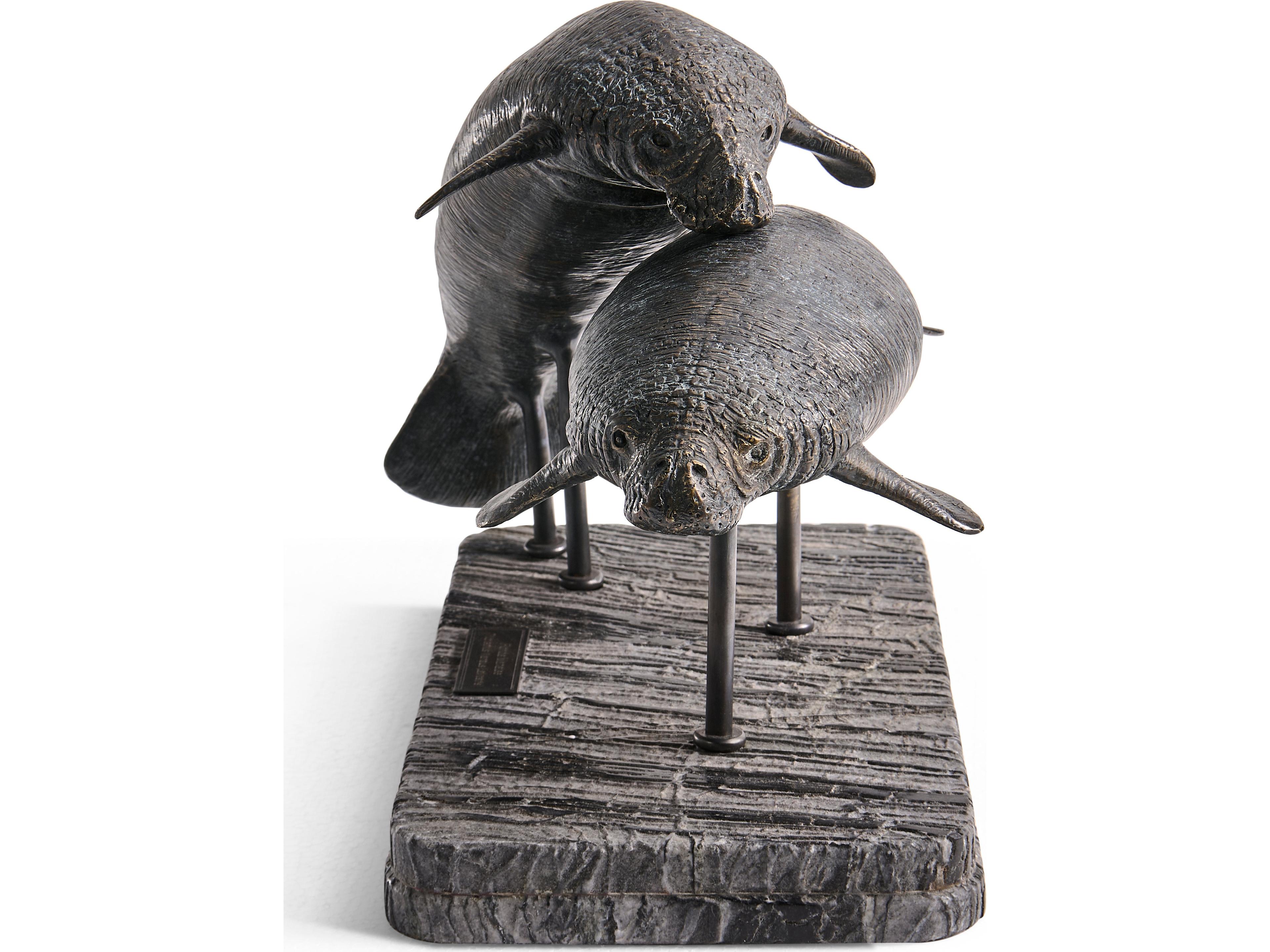 Jonathan Charles Water Raised Manatee Dark Rustic Waxed Bronze Sculpture