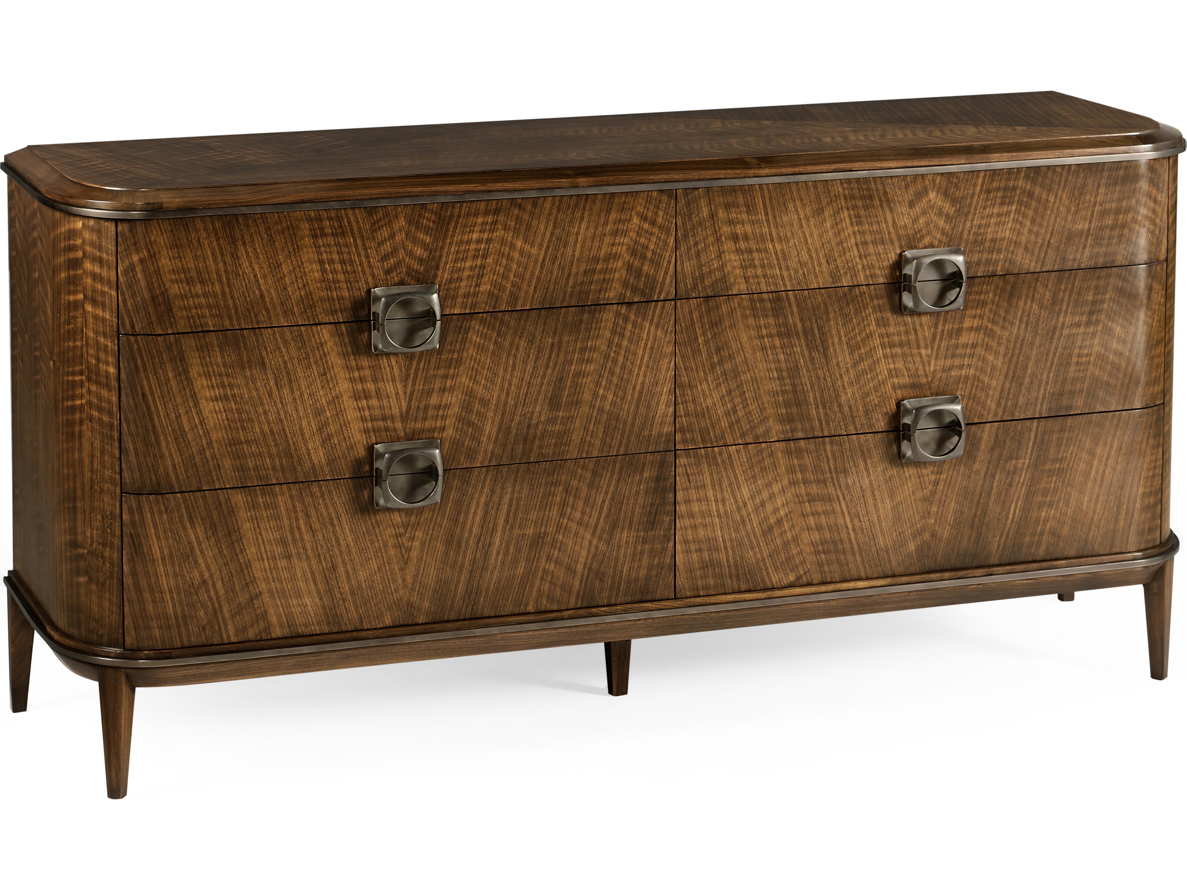 Toulouse 6-Drawers Walnut Wood Double Dresser