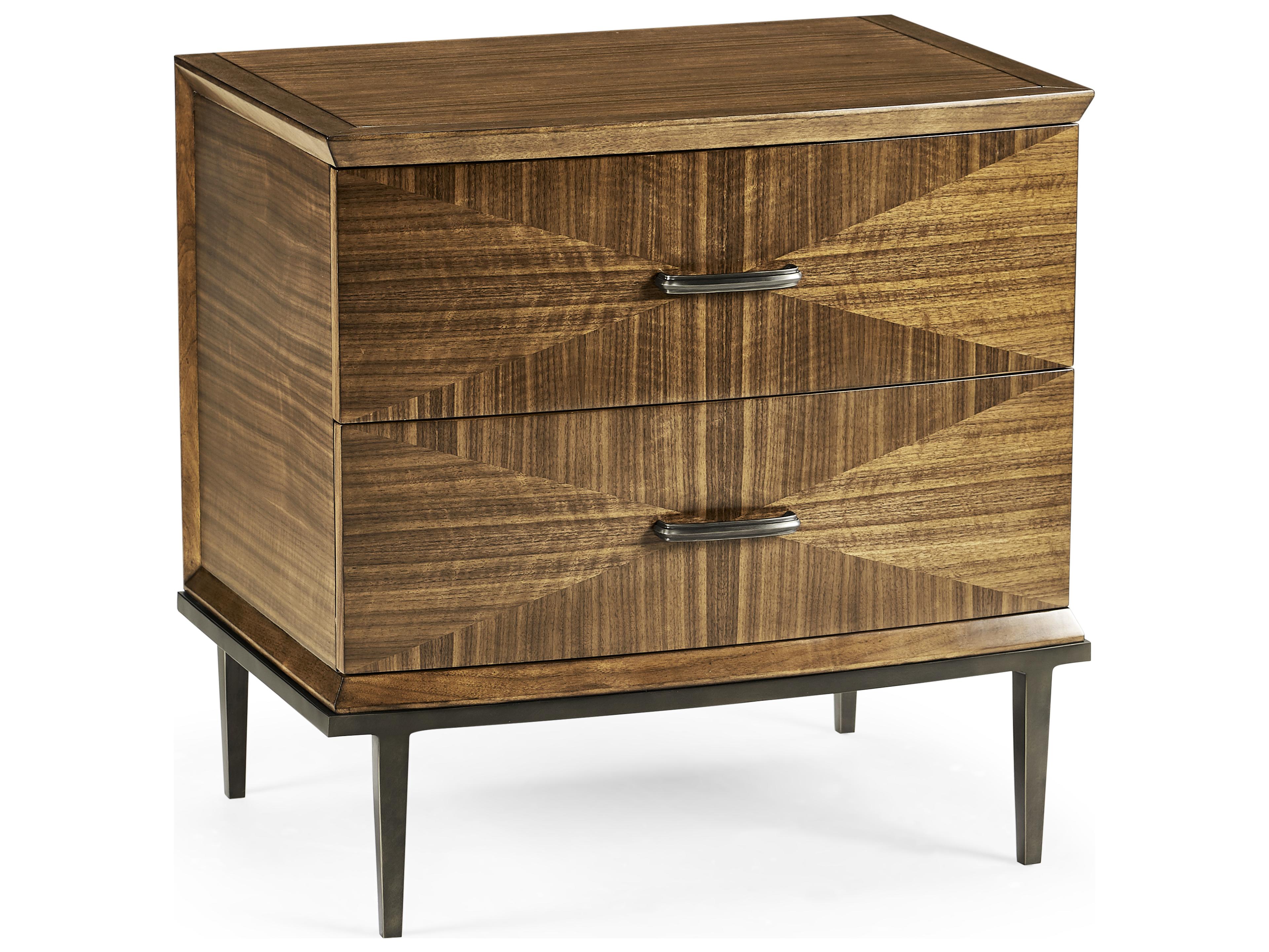 Toulouse 2-Drawers Walnut Wood Nightstand