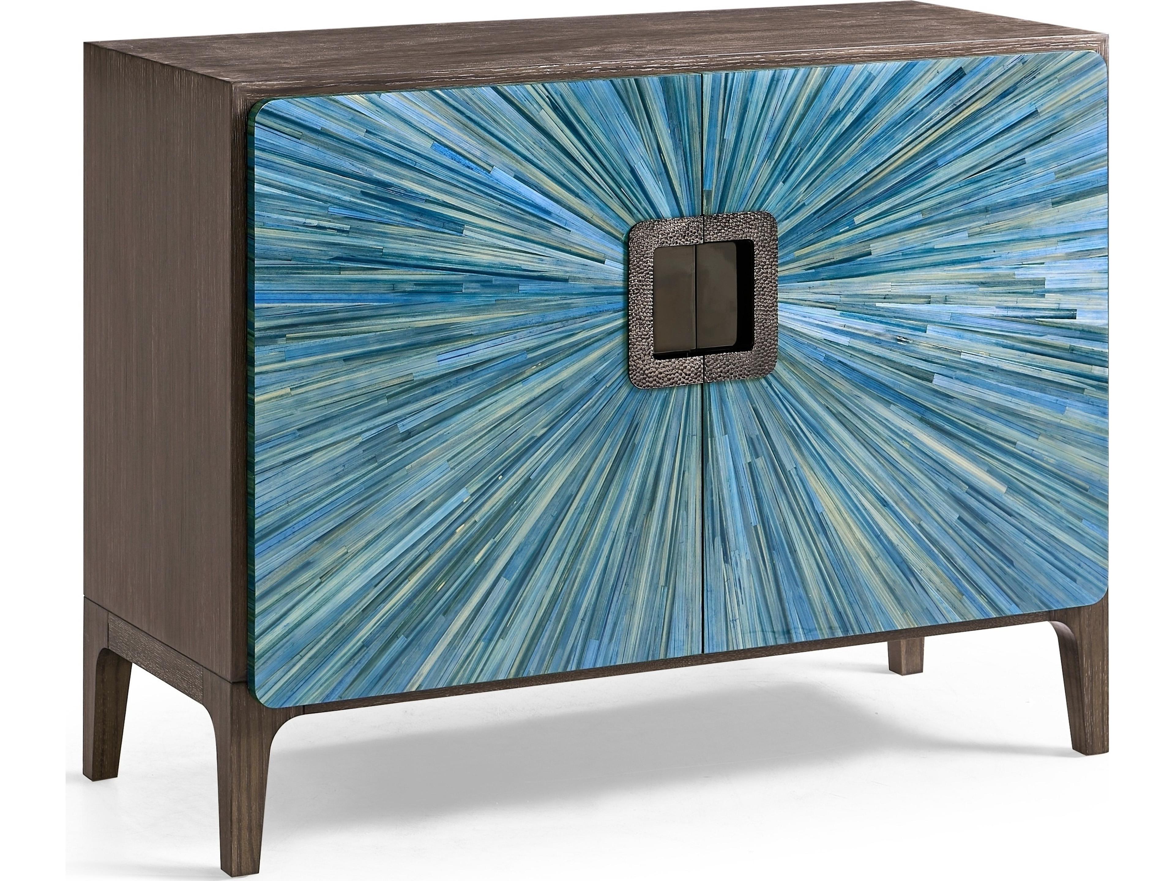 Jc Modern Azure Blue Straw Accent Chest