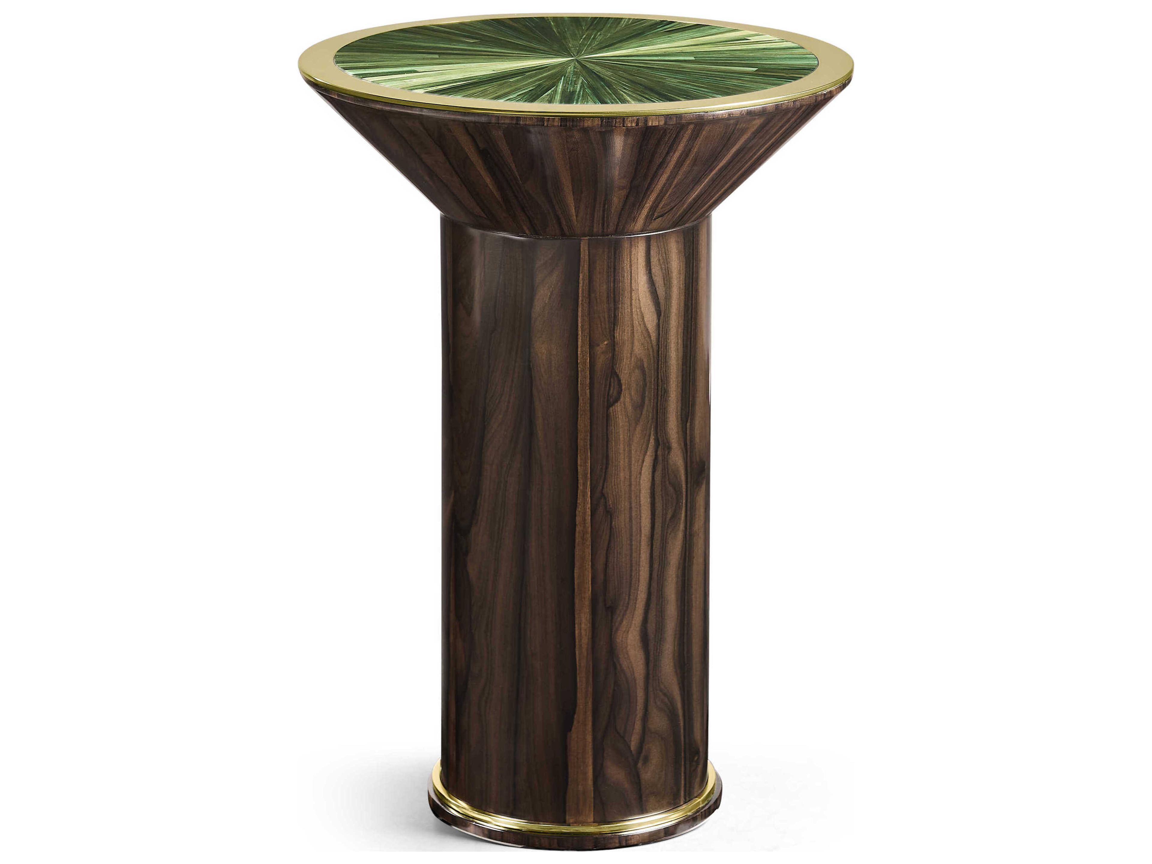 Jc Modern Round Wood Jade Green Straw JC End Table