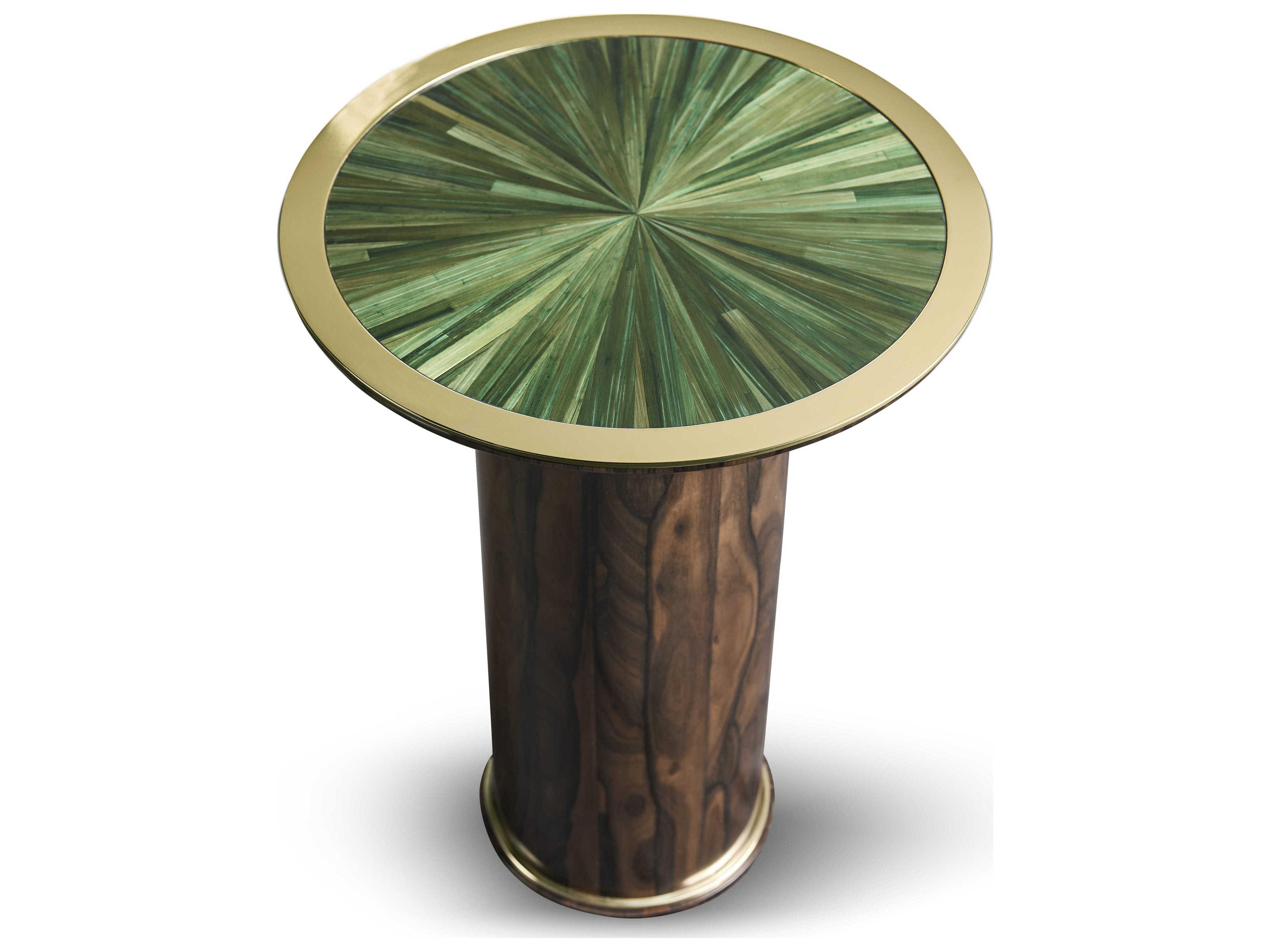 Jonathan Charles Jc Modern Round Wood Jade Green Straw JC End Table