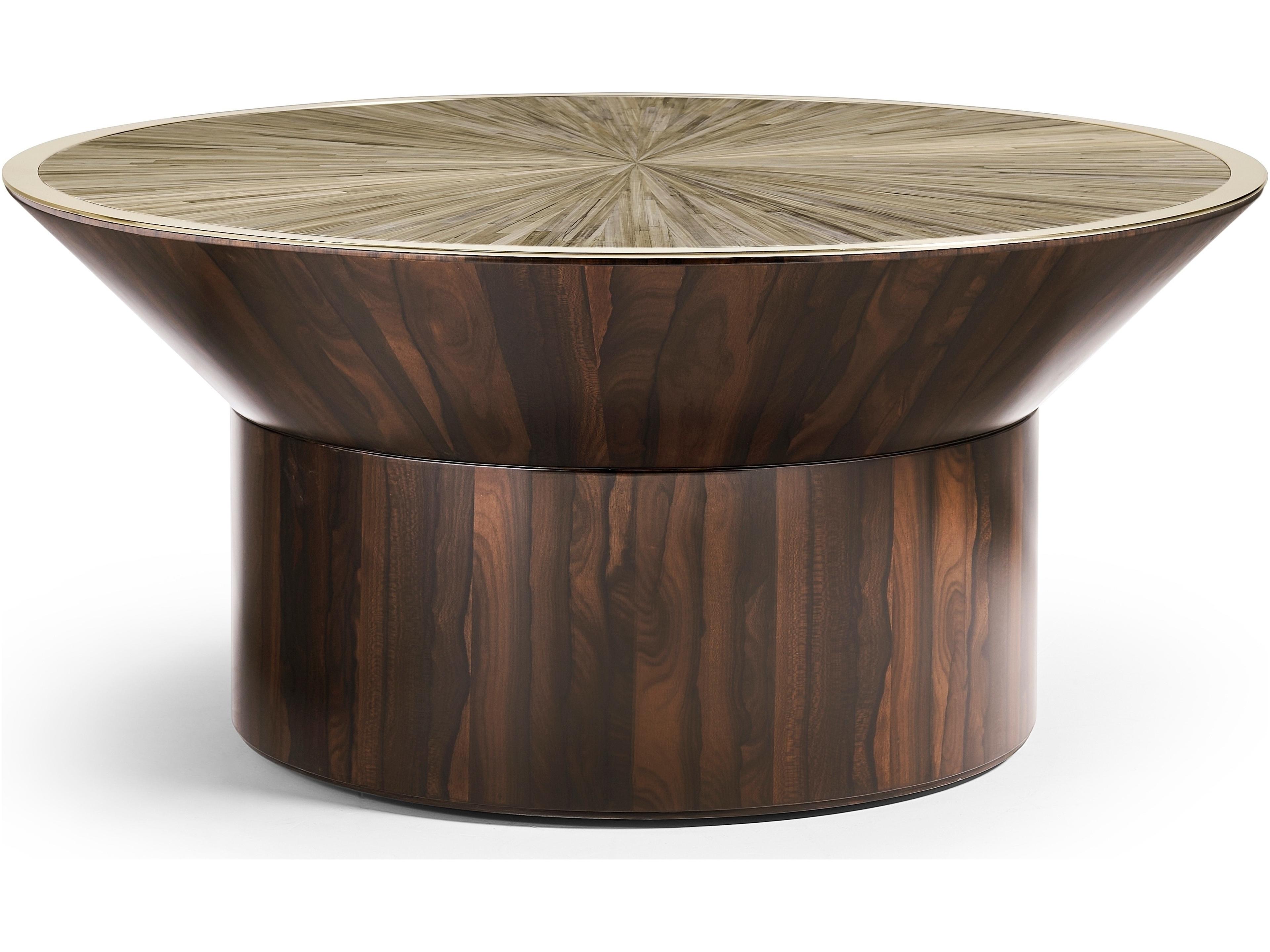 Jc Modern Round Wood Natural Straw Coffee Table