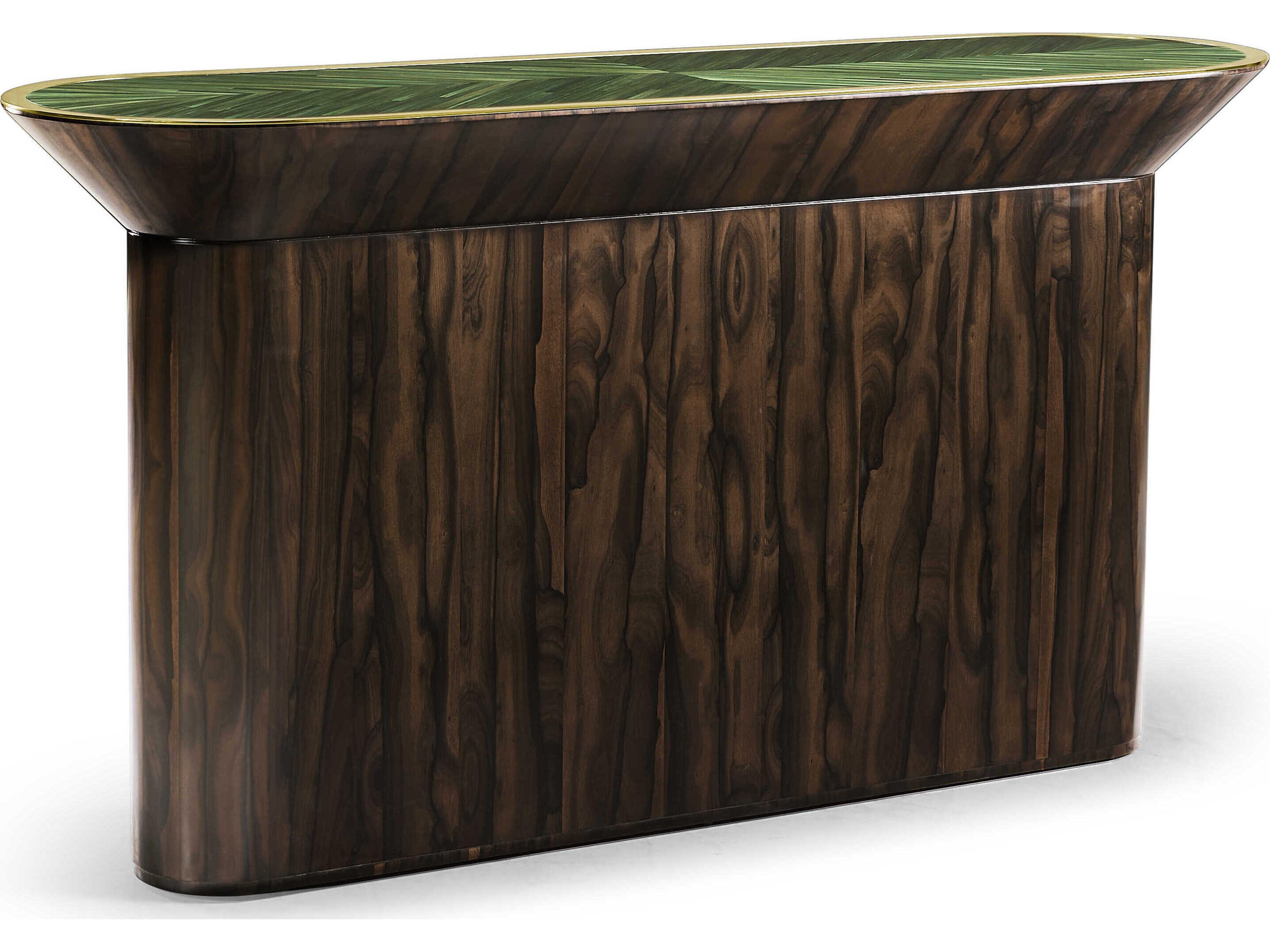 Jc Modern Oval Wood Jade Green Straw JC Console Table
