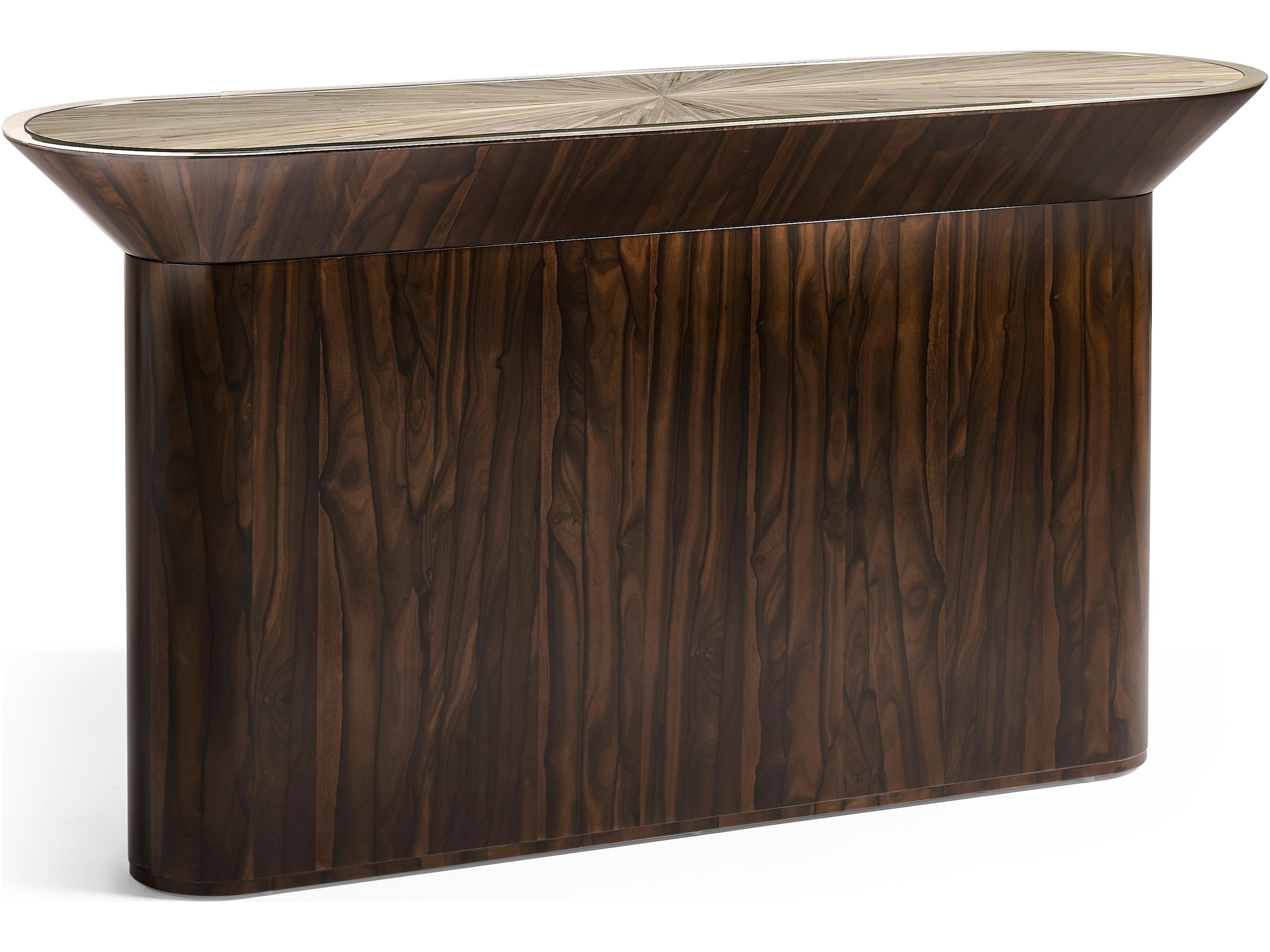 Jc Modern Oval Wood Natural Straw Console Table