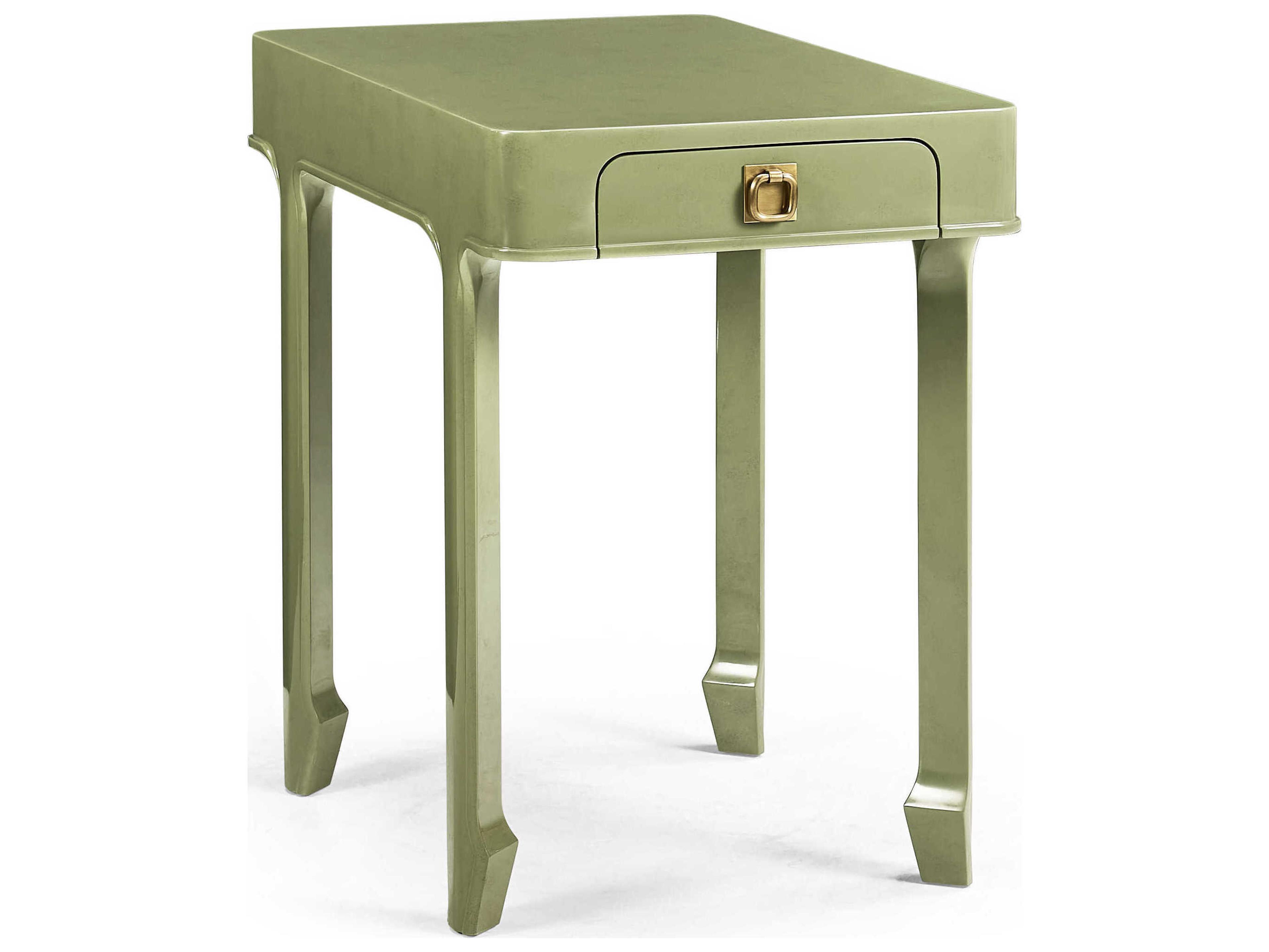 Jc Modern Rectangular Wood Dor Green Lacquer JC End Table