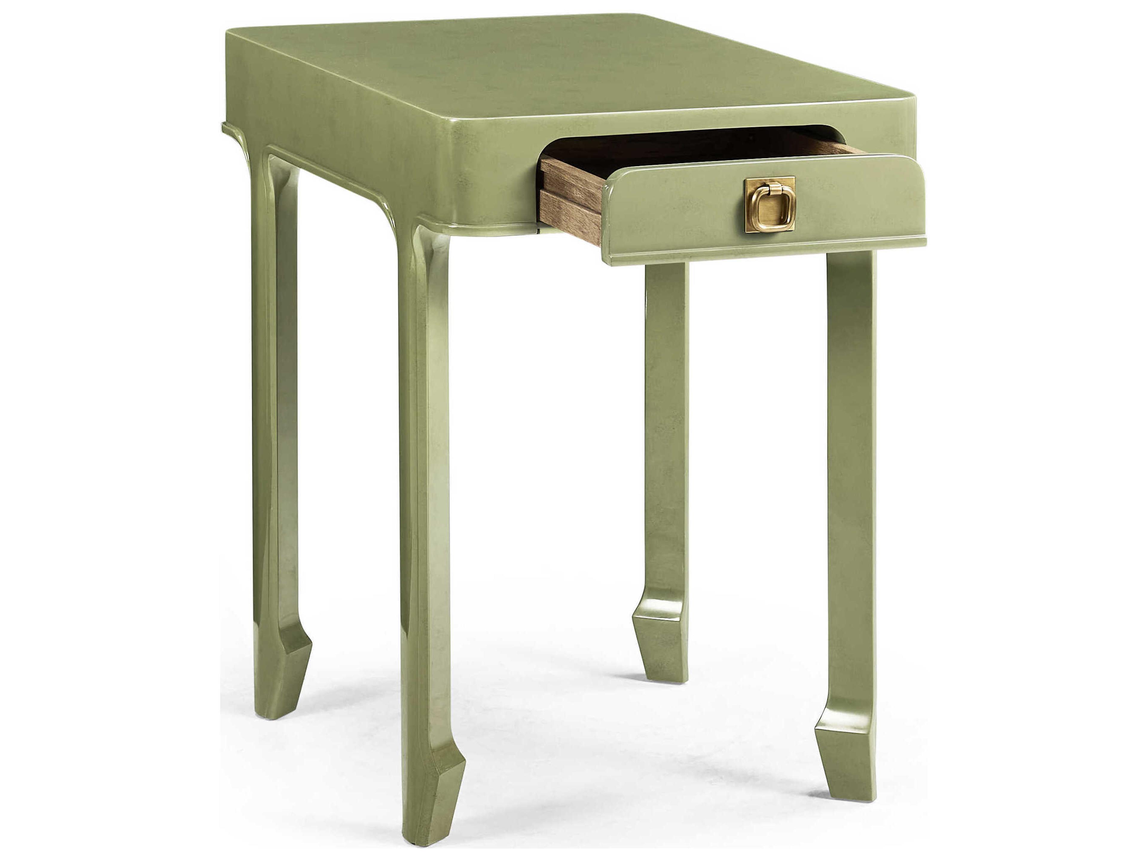 Jonathan Charles Jc Modern Rectangular Wood Dor Green Lacquer JC End Table
