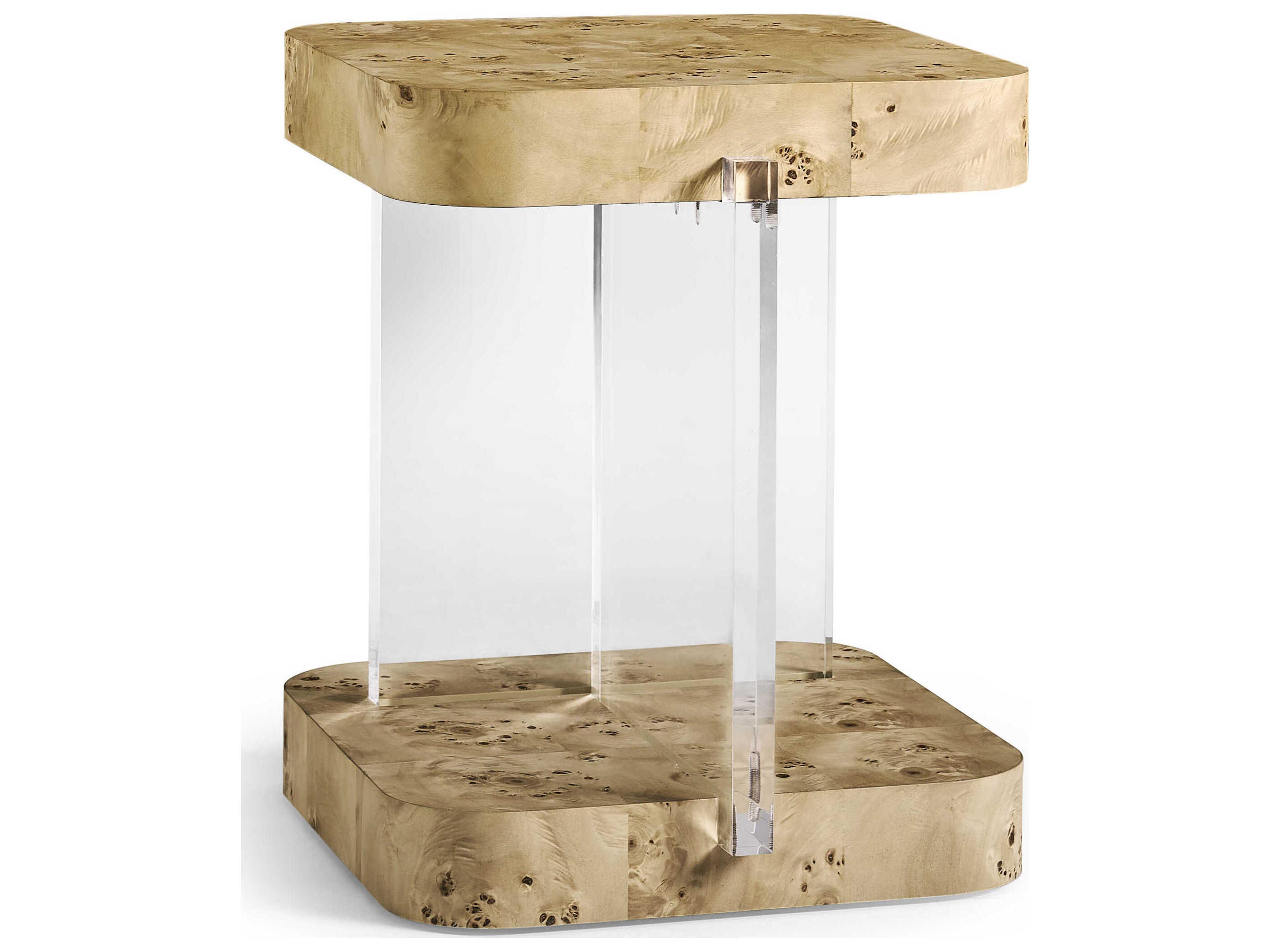 Water Rectangular Wood Natural Mappa Burl End Table