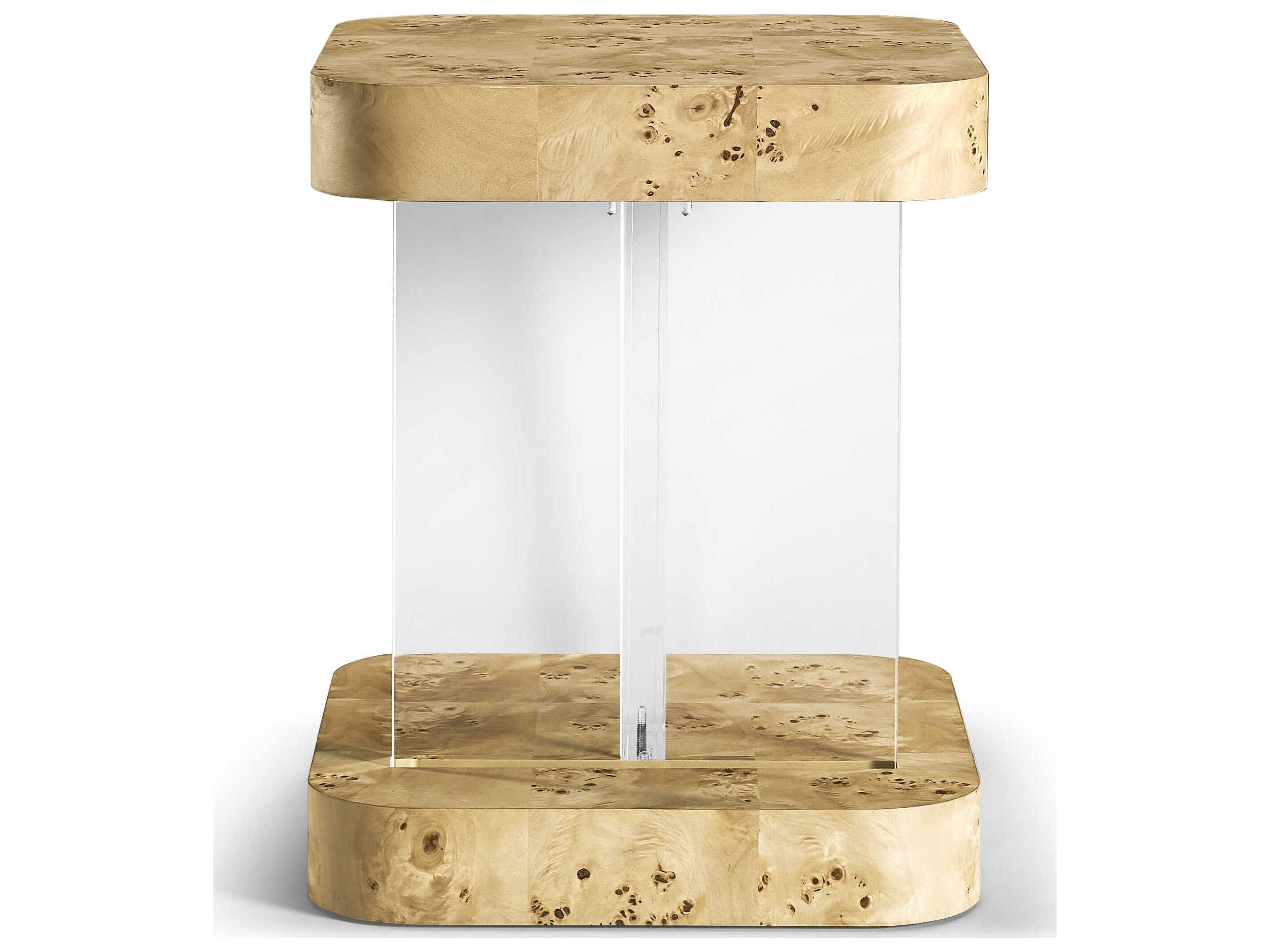 Jonathan Charles Water Rectangular Wood Natural Mappa Burl End Table