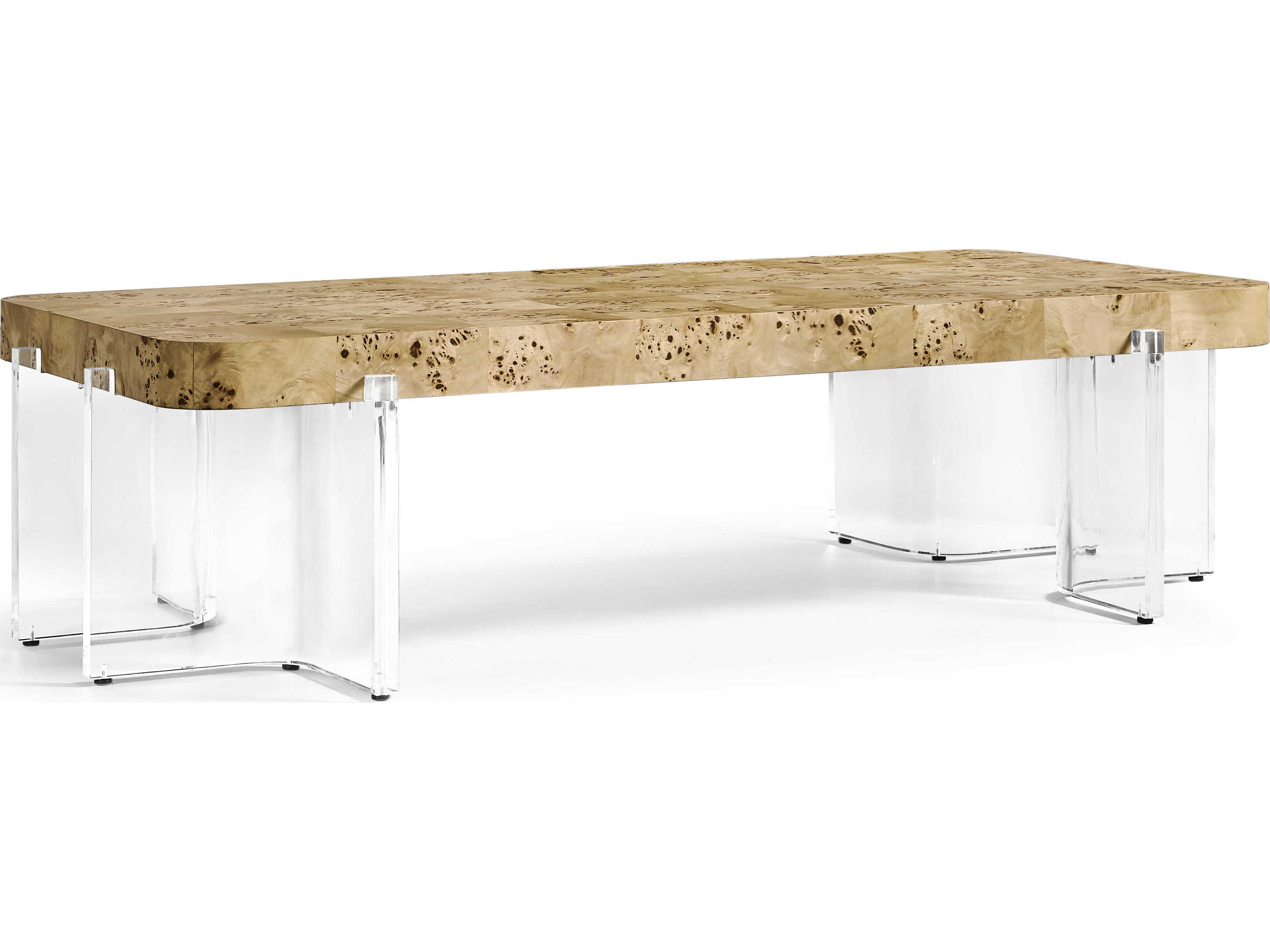 Water Rectangular Wood Natural Mappa Burl Coffee Table