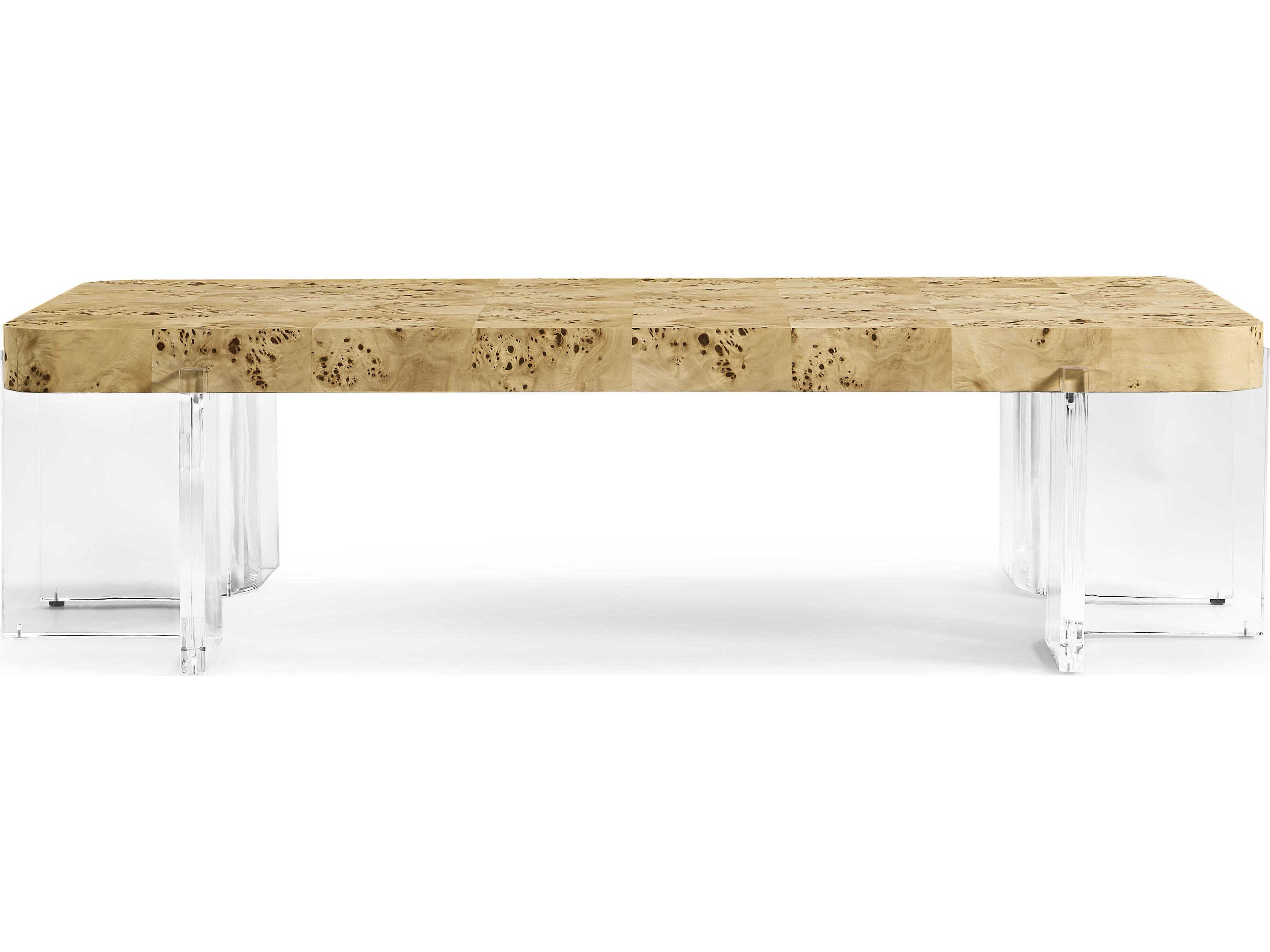 Jonathan Charles Water Rectangular Wood Natural Mappa Burl Coffee Table