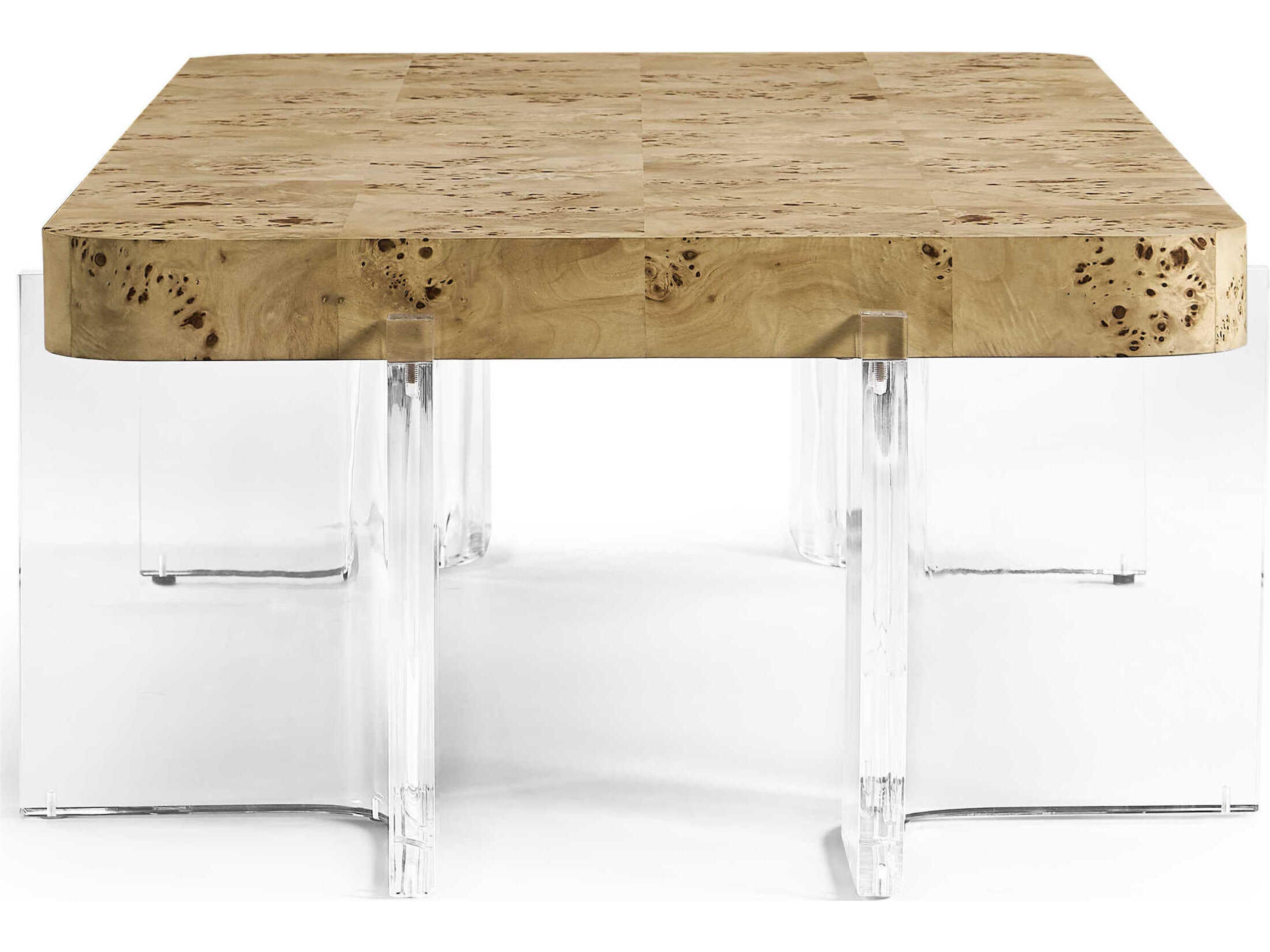 Jonathan Charles Water Rectangular Wood Natural Mappa Burl Coffee Table