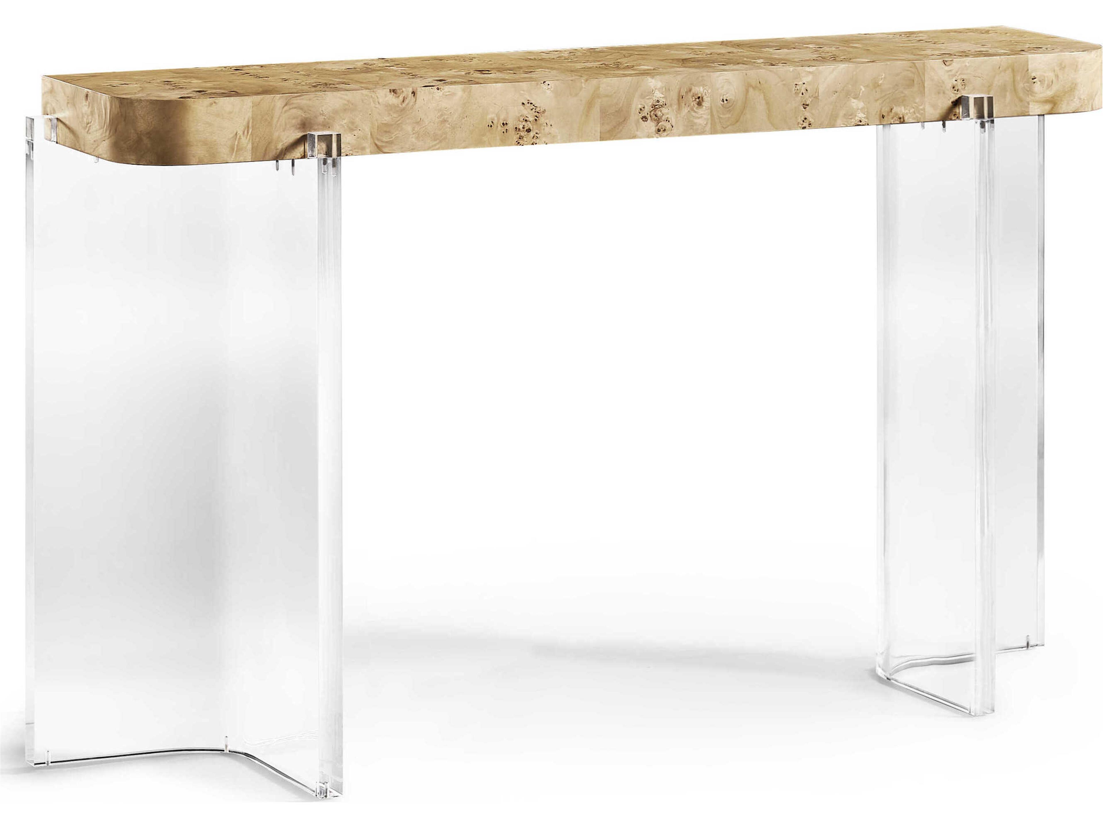 Water Rectangular Wood Natural Mappa Burl Console Table
