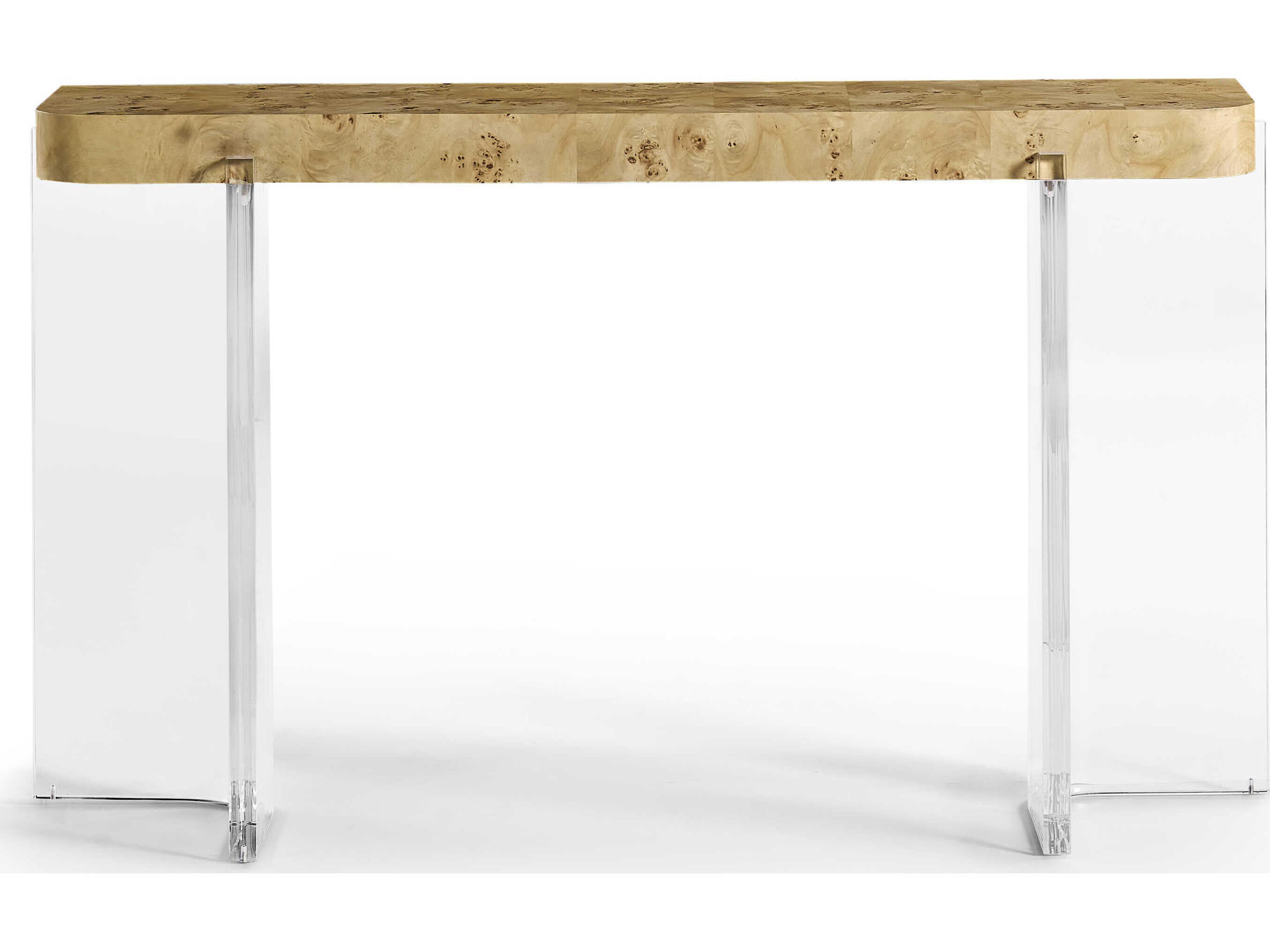 Jonathan Charles Water Rectangular Wood Natural Mappa Burl Console Table