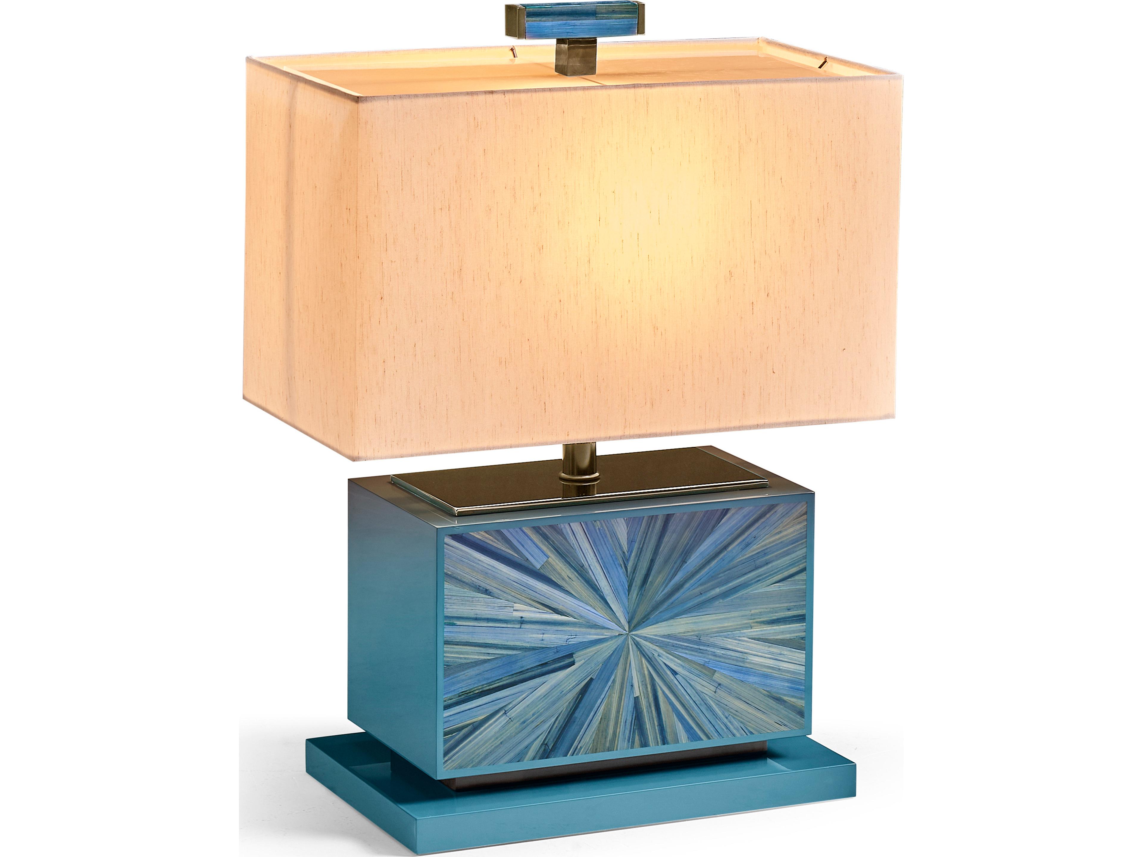 Jonathan Charles Jc Modern Azure Blue Straw Table Lamp