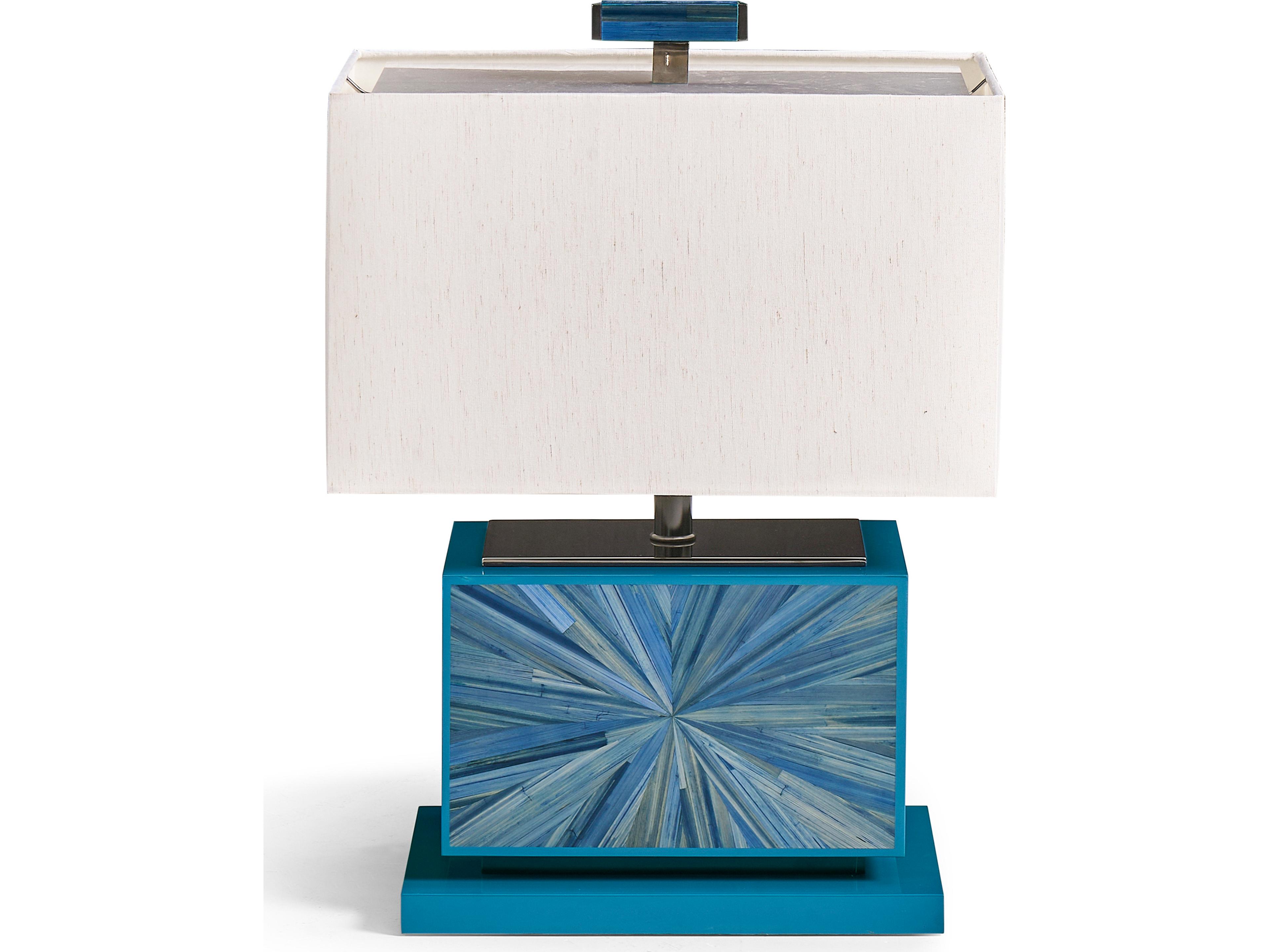 Jonathan Charles Jc Modern Azure Blue Straw Table Lamp