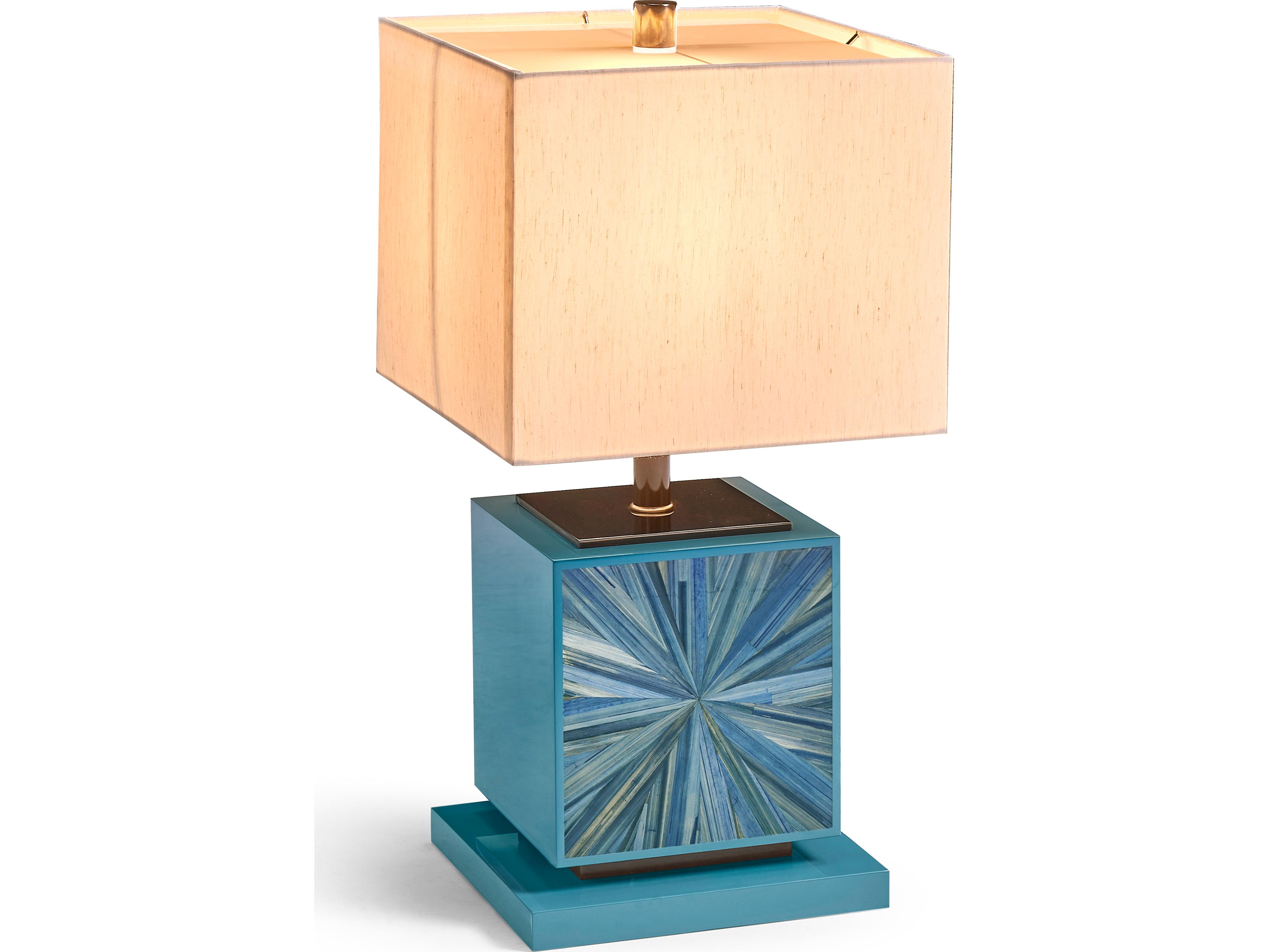 Jonathan Charles Jc Modern Azure Blue Straw Table Lamp