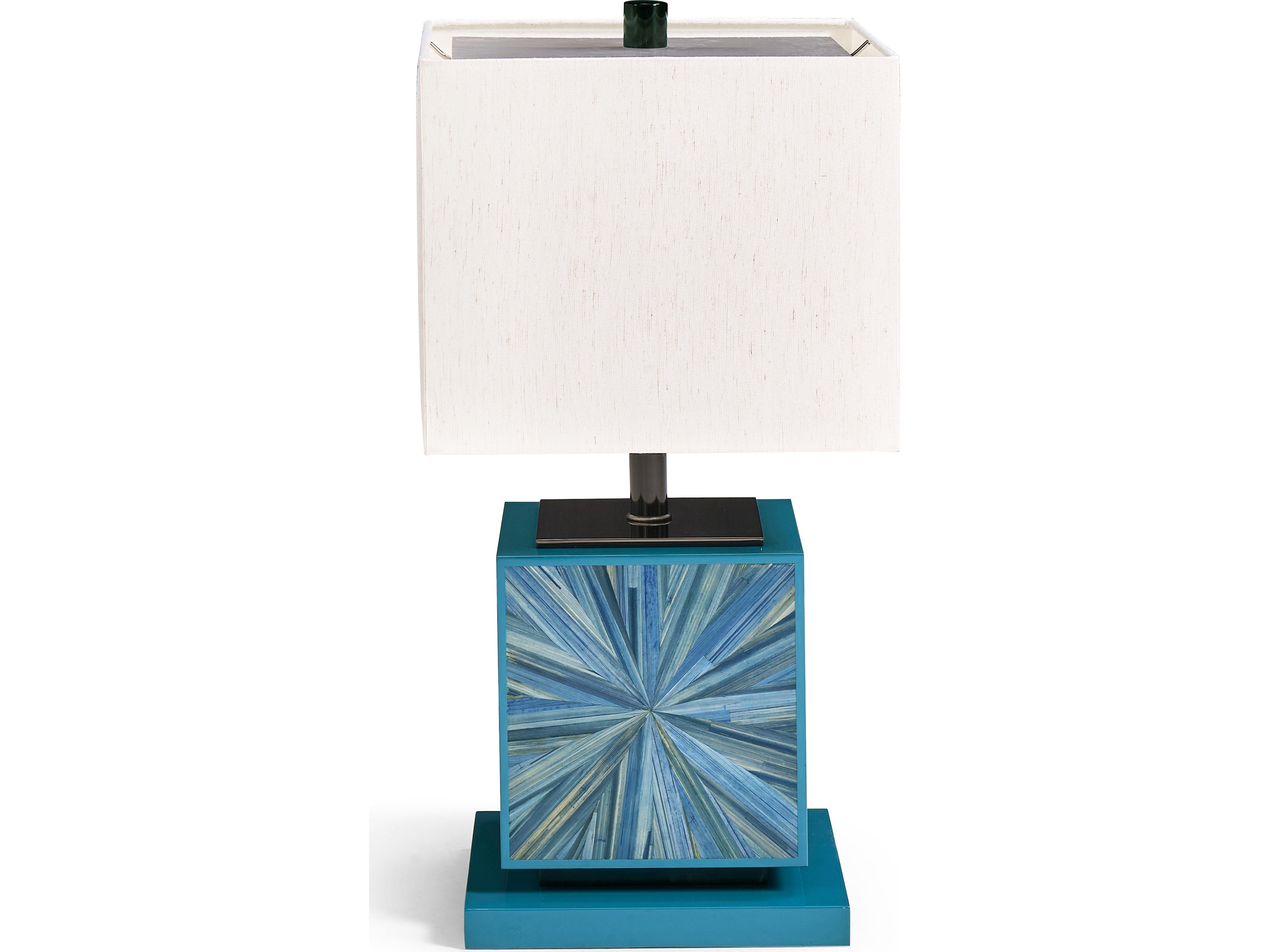 Jonathan Charles Jc Modern Azure Blue Straw Table Lamp