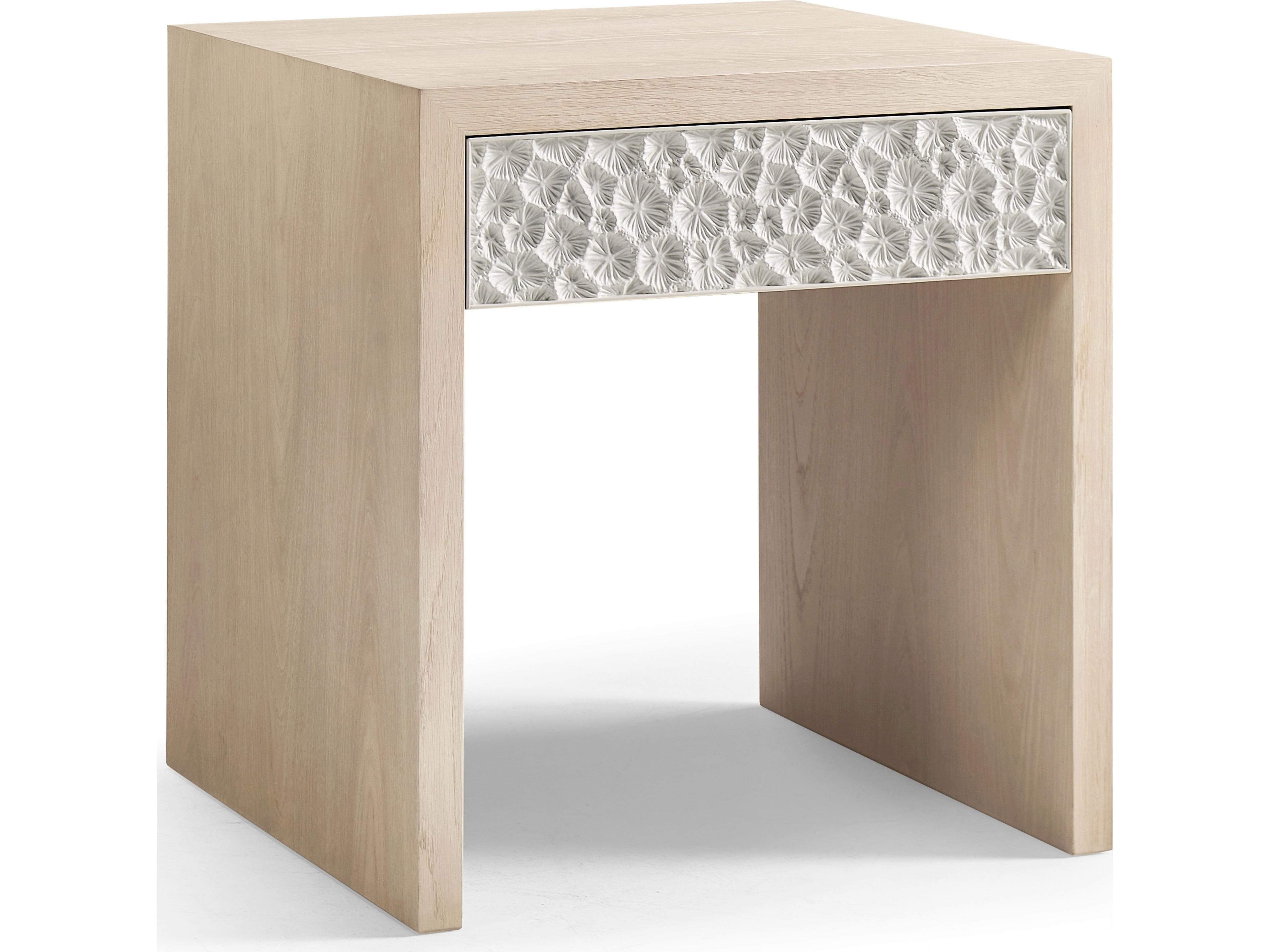 Jonathan Charles Water Square Wood White Washed Oak End Table