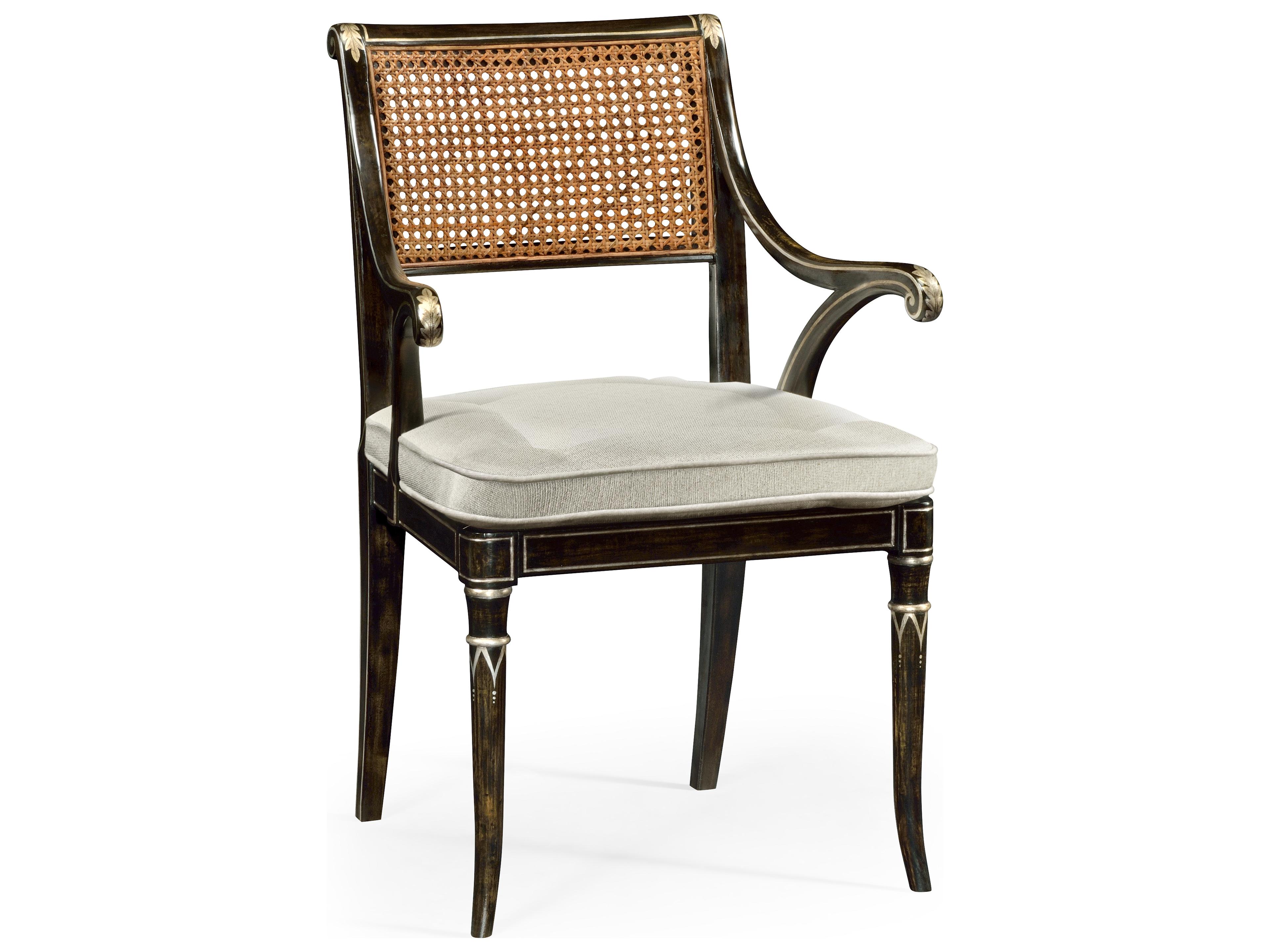 Jonathan Charles William Yeoward Linden Acacia Wood Black Upholstered Arm Dining Chair