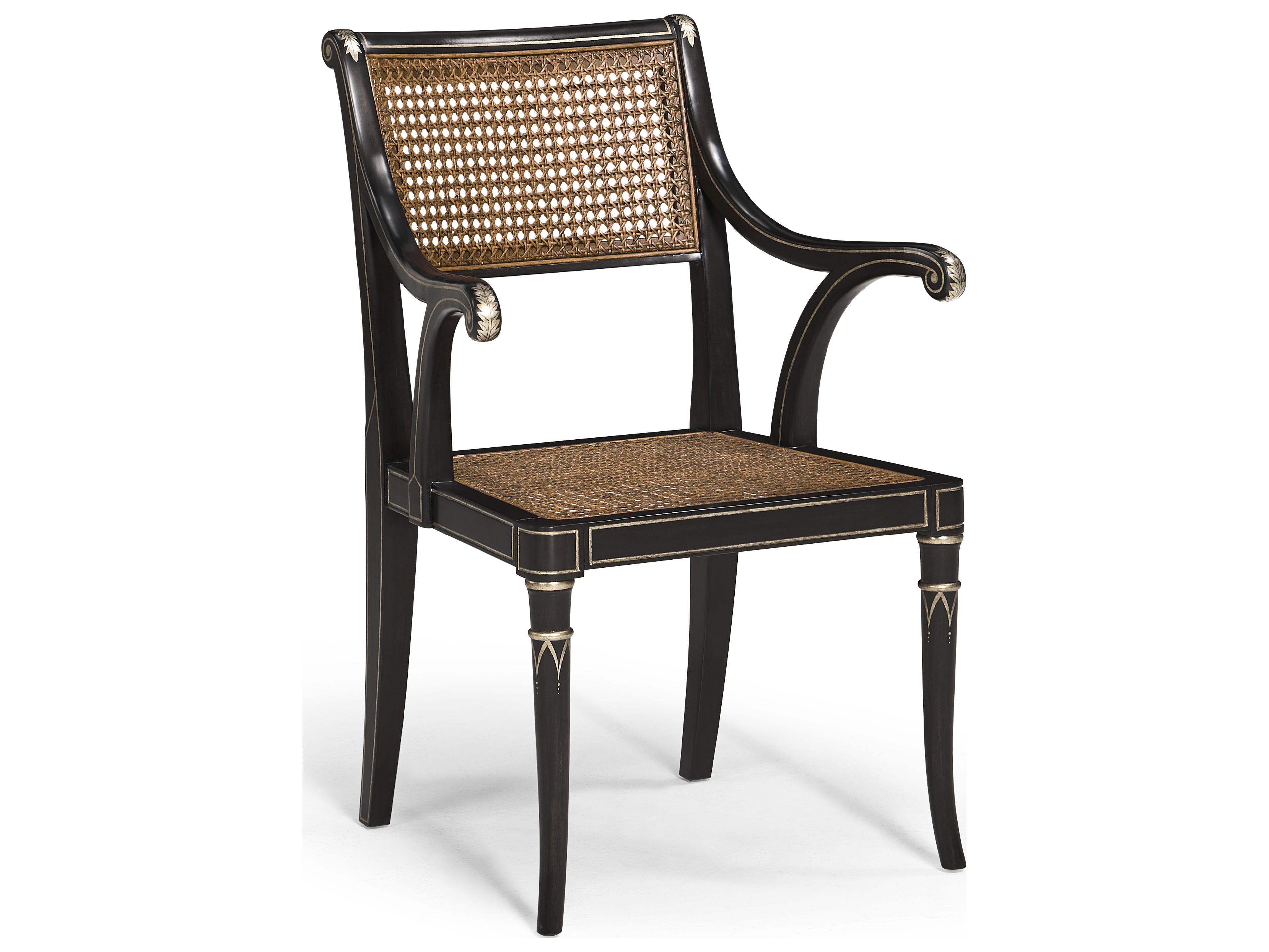 Jonathan Charles William Yeoward Linden Acacia Wood Black Upholstered Arm Dining Chair