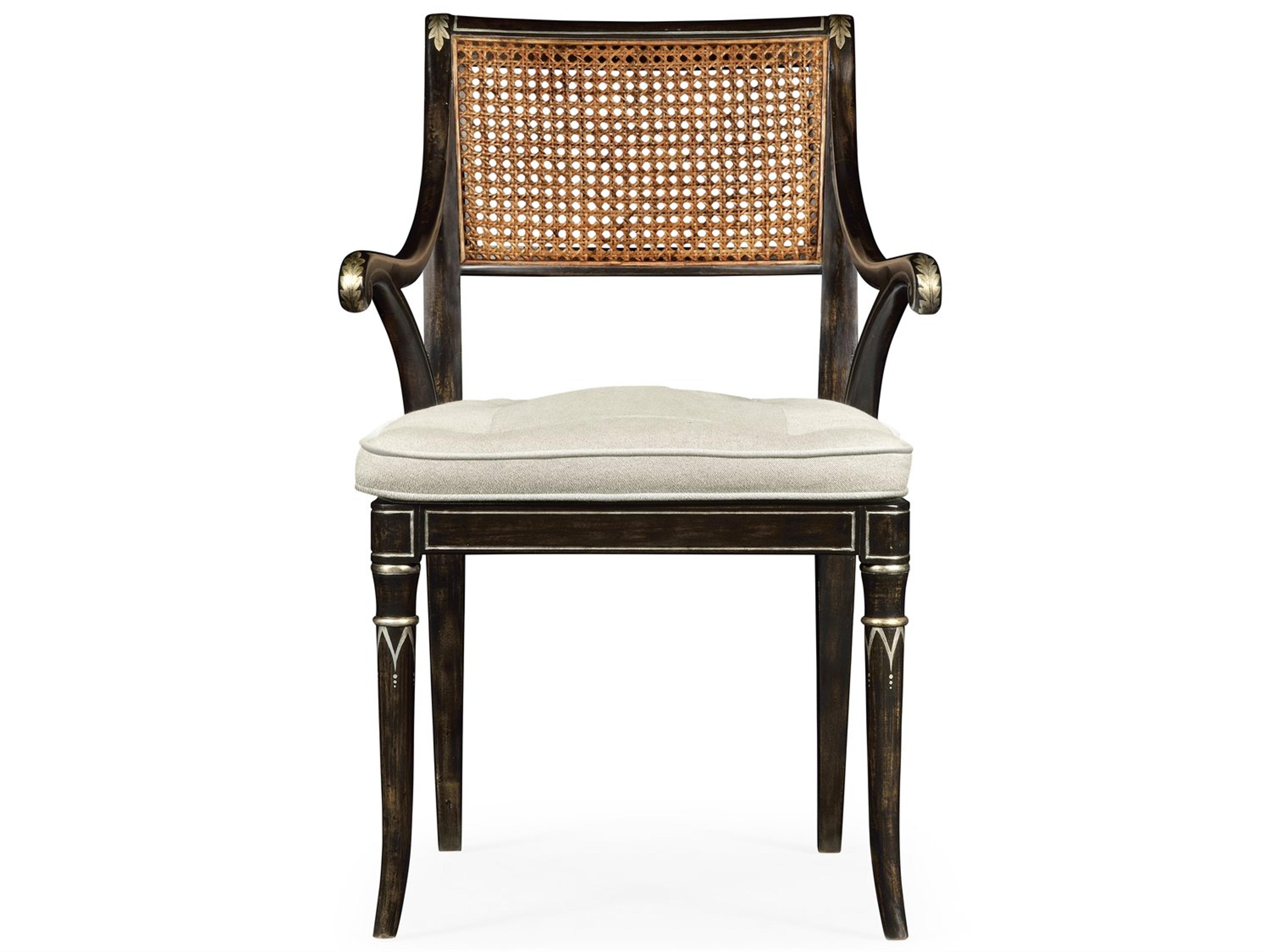 Jonathan Charles William Yeoward Linden Acacia Wood Black Upholstered Arm Dining Chair