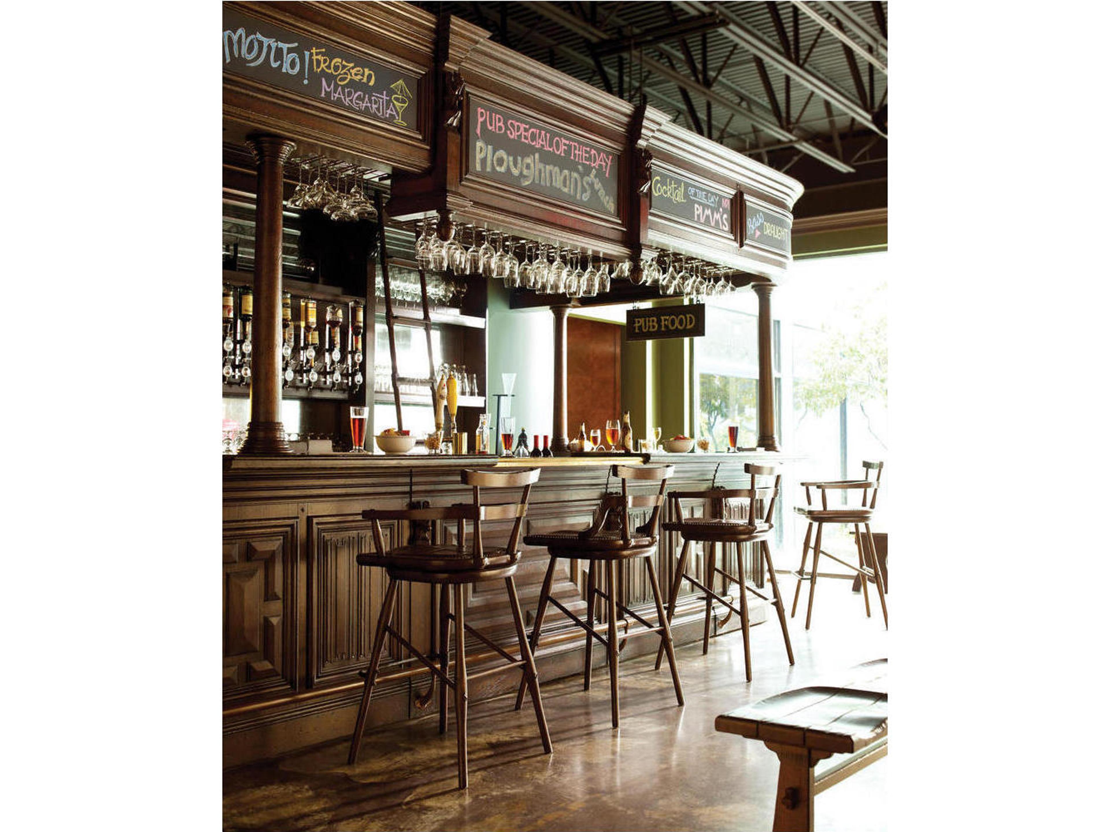 Tudor Oak Wood Bar Dining Room Set