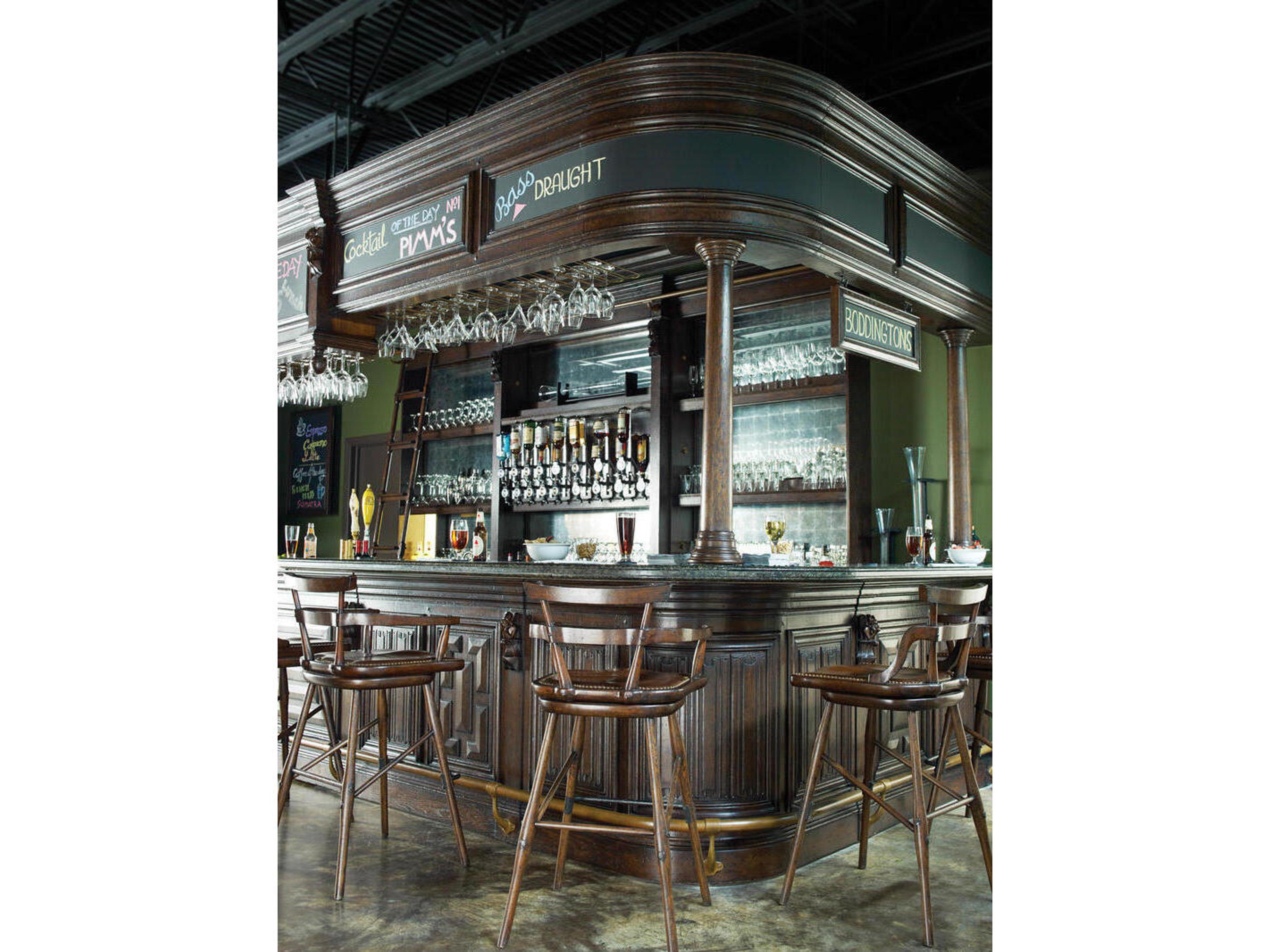 Tudor Oak Wood Bar Dining Room Set