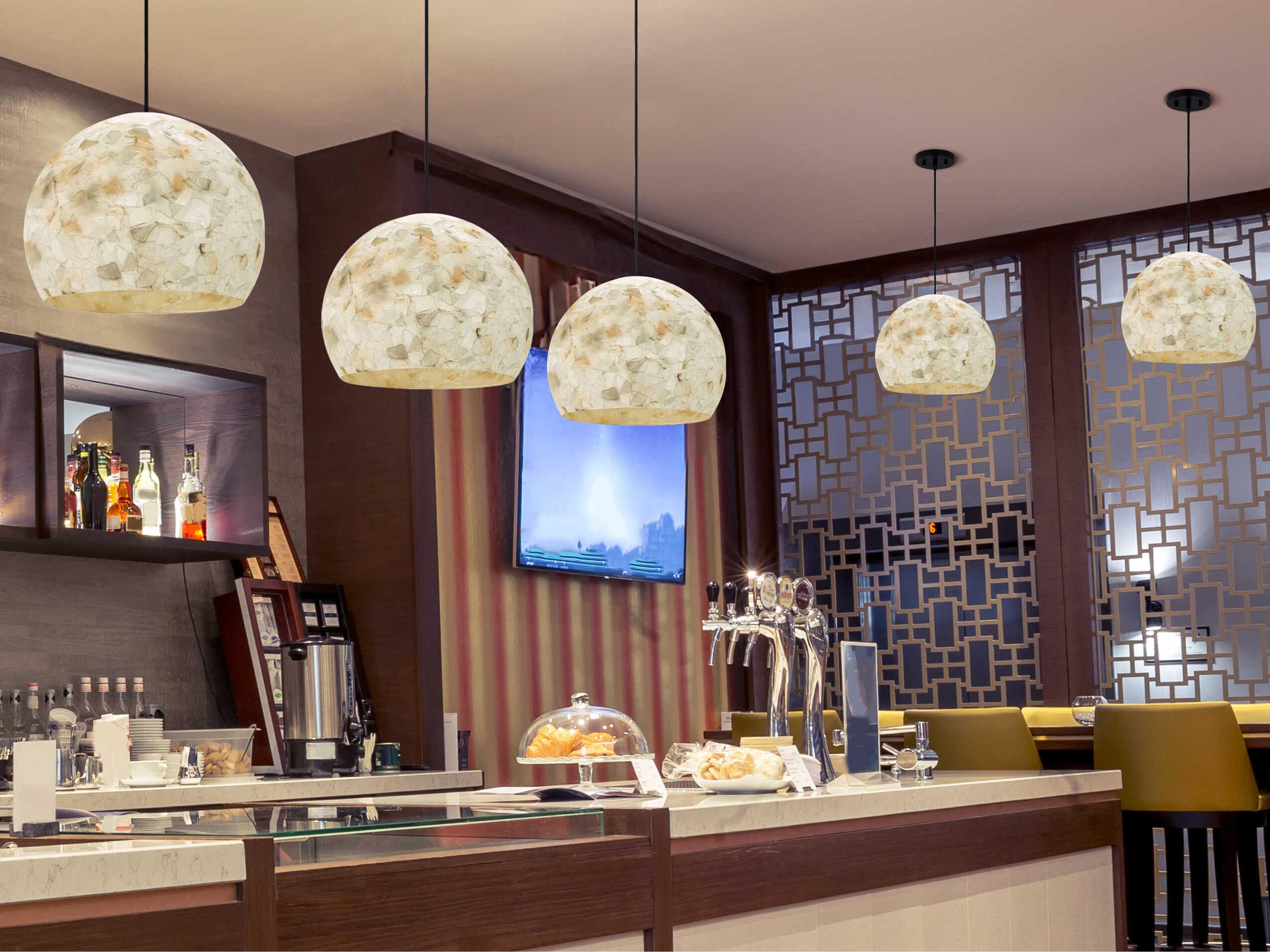 Justice Design Group Alabaster Rocks Globe 1-Light Matte Black Pendant