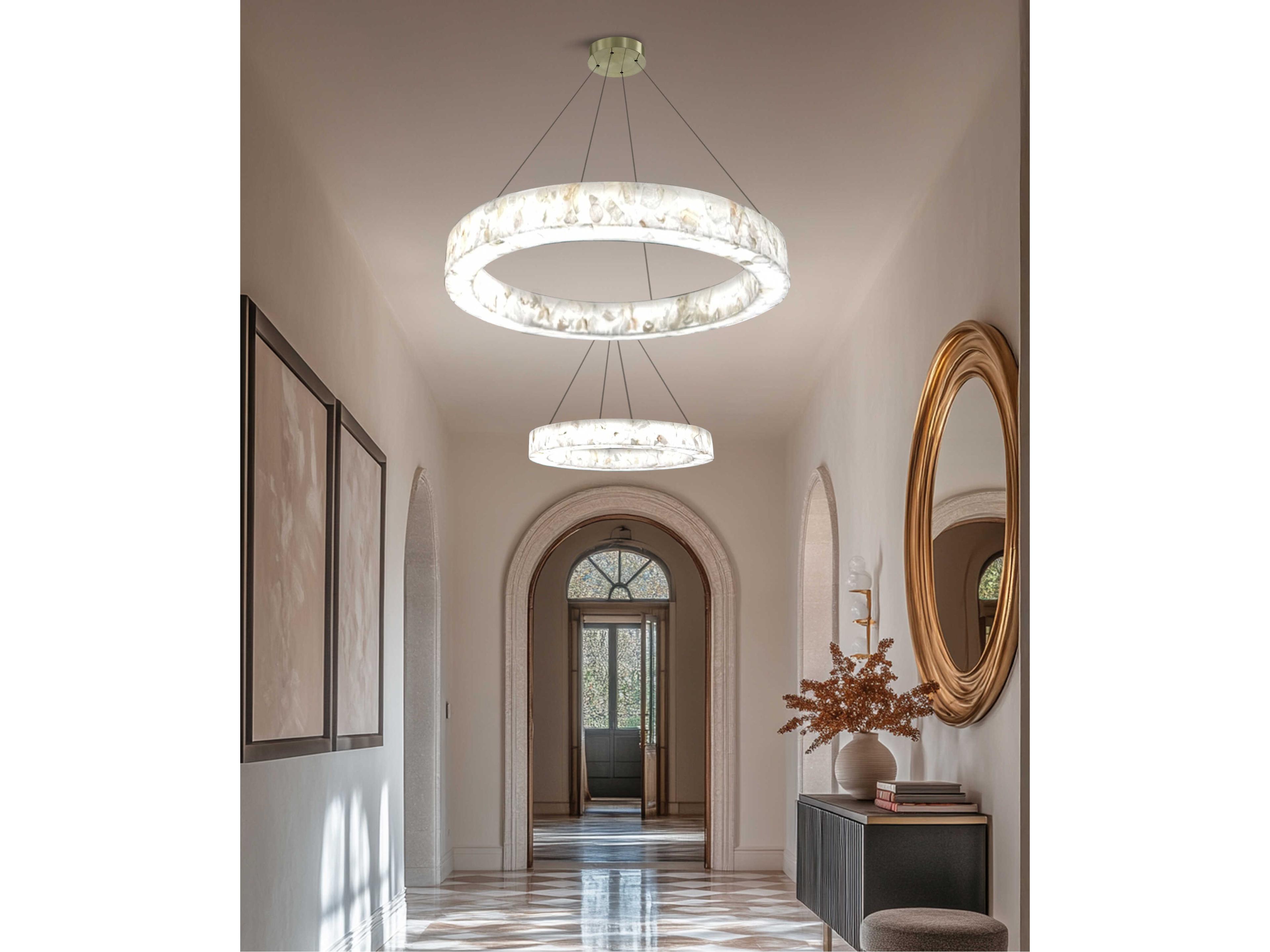 Justice Design Group Lumenaria Medley Brushed Brass White Round Pendant