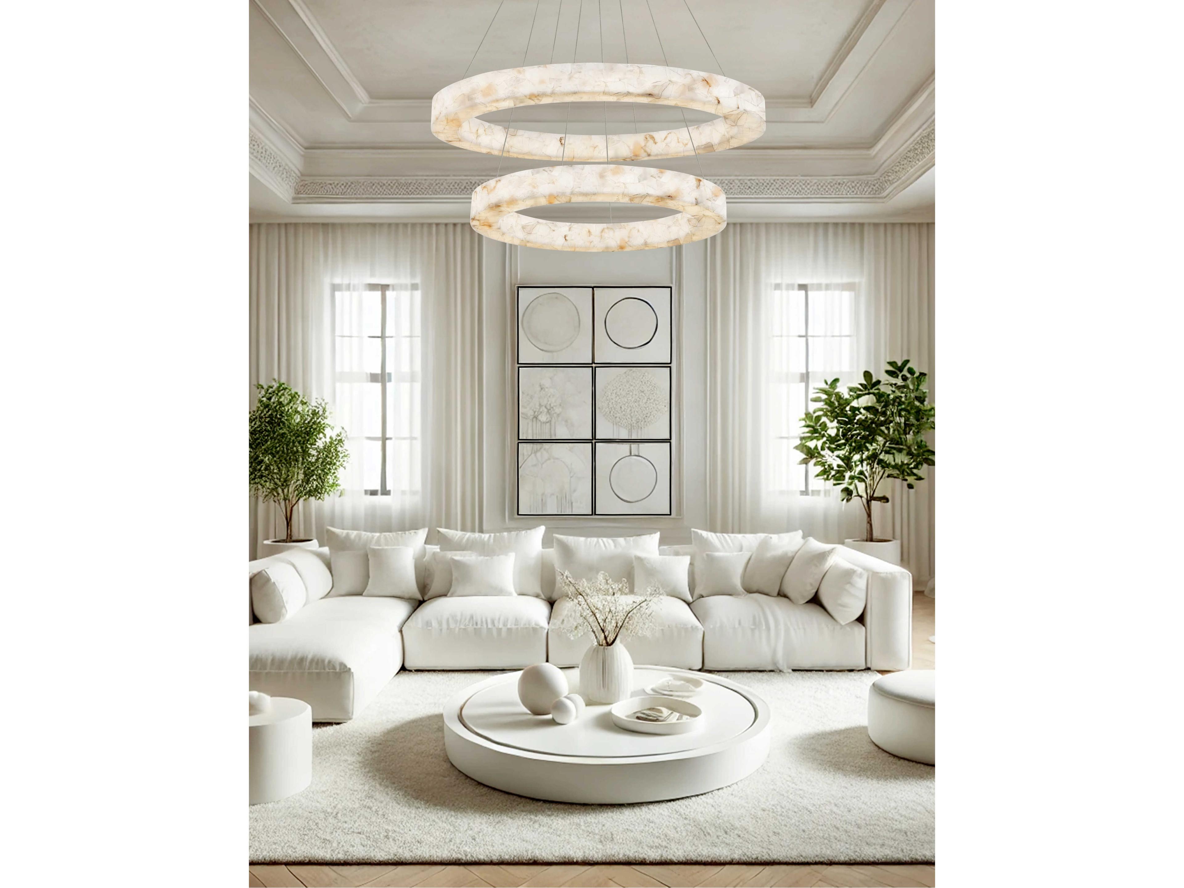 Justice Design Group Lumenaria Medley Brushed Brass White Round Tiered Pendant