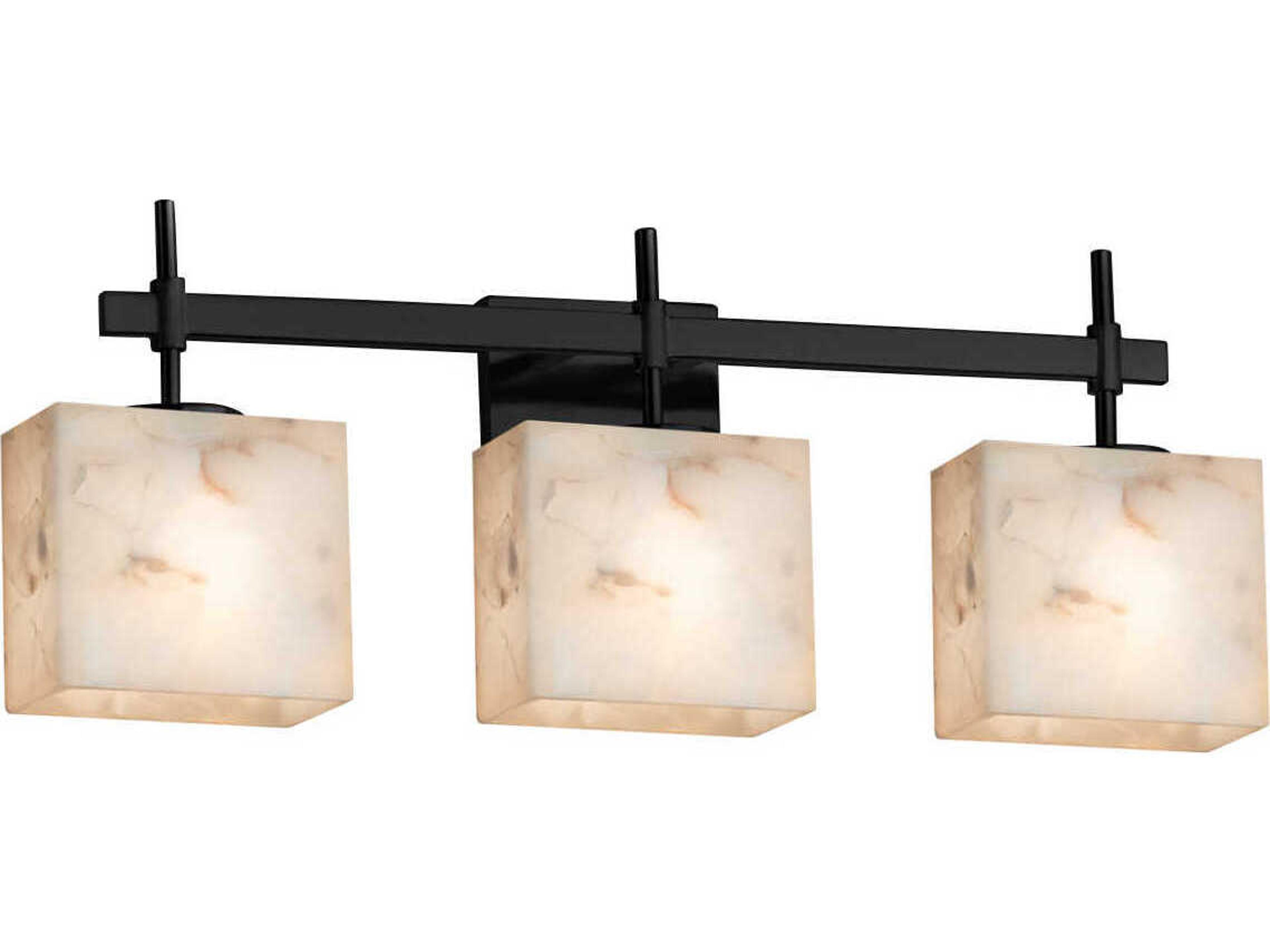 Alabaster Rocks 3-Light Black Vanity Light
