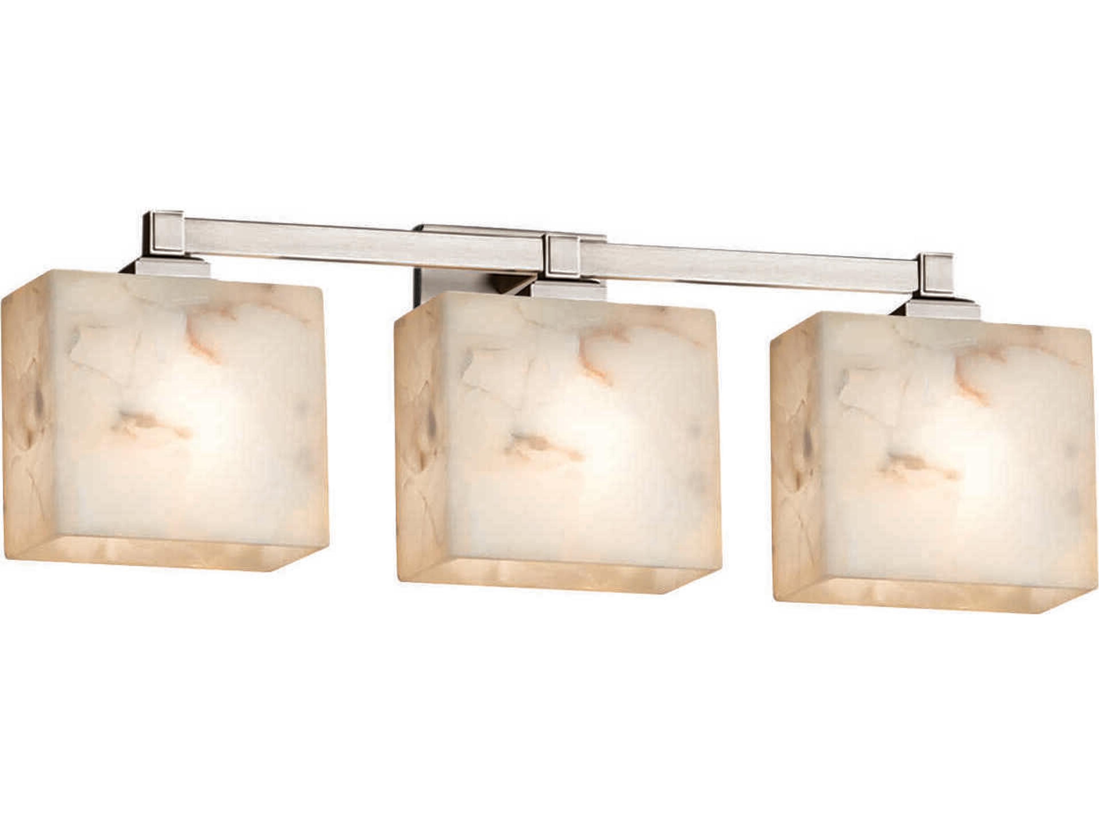 Alabaster Rocks 3-Light Nickel Vanity Light