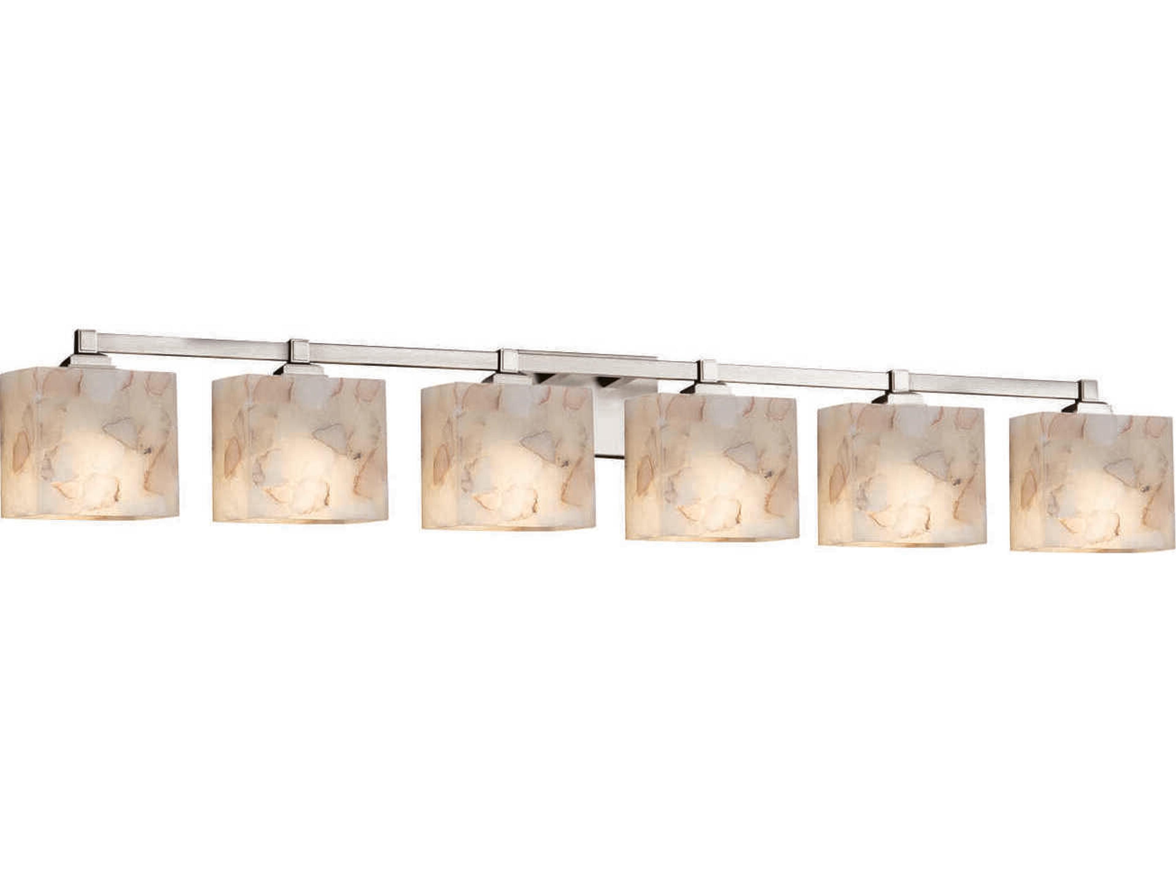 Alabaster Rocks 6-Light Nickel Vanity Light
