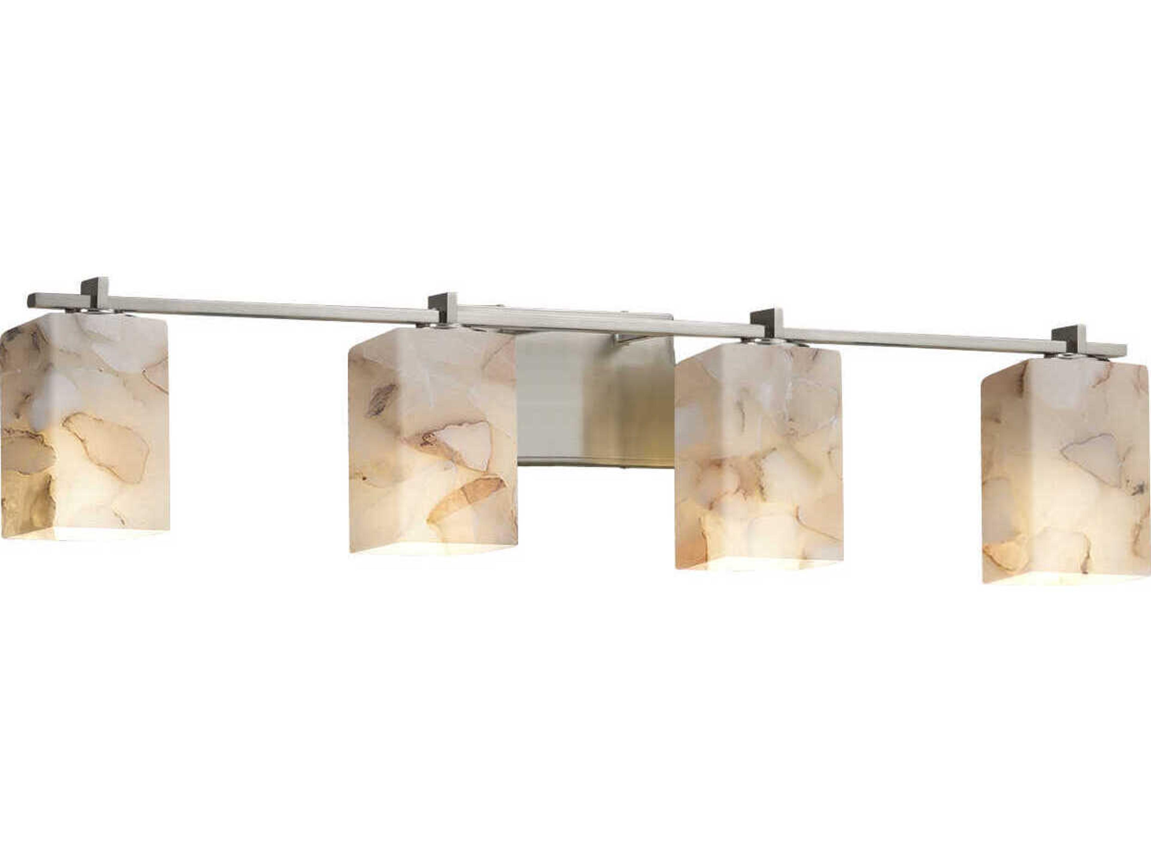 Alabaster Rocks 4-Light Nickel Vanity Light